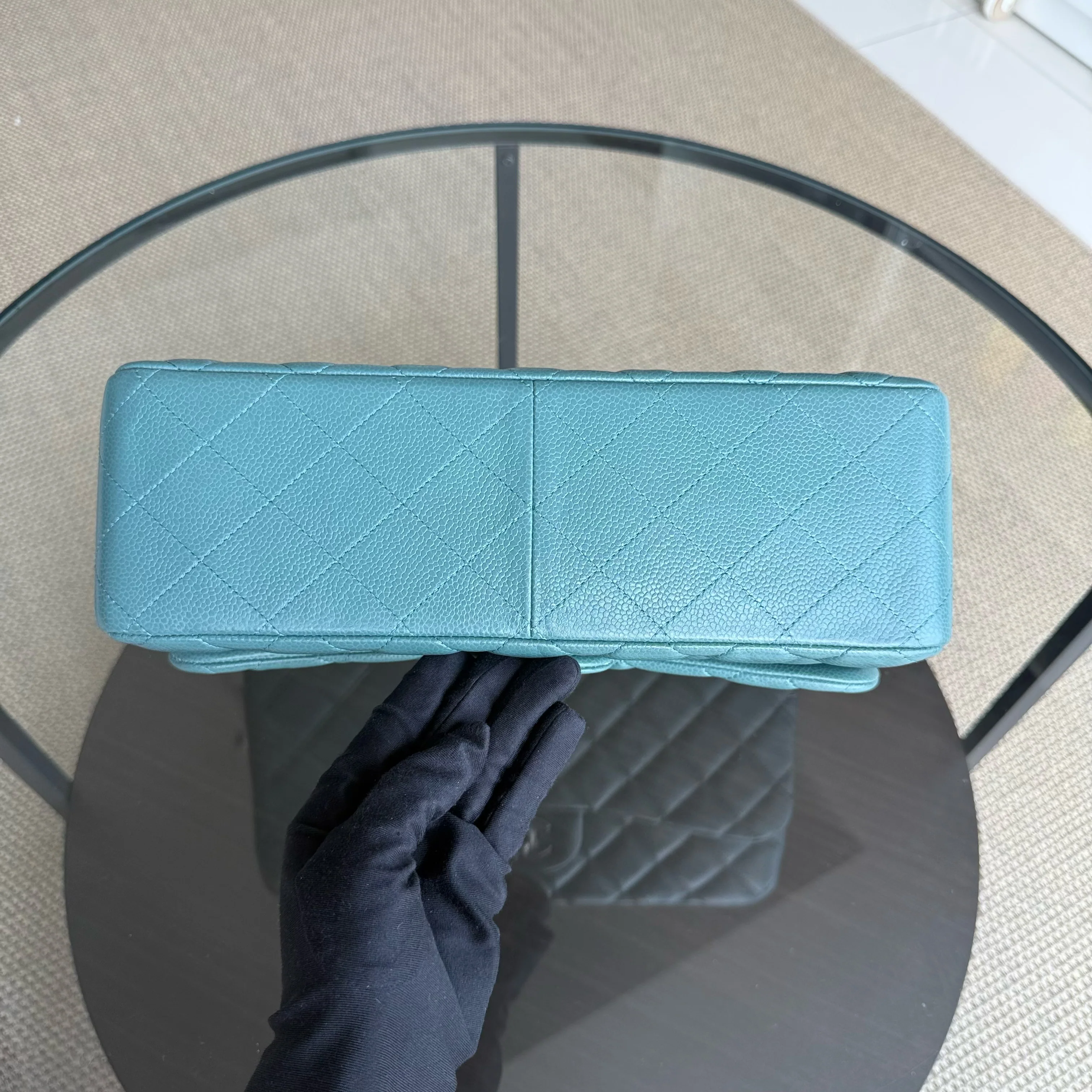 Chanel Classic Flap Jumbo - Caviar 30CM Double Flap Quilted Grained Calfskin Silver Hardware Series 21