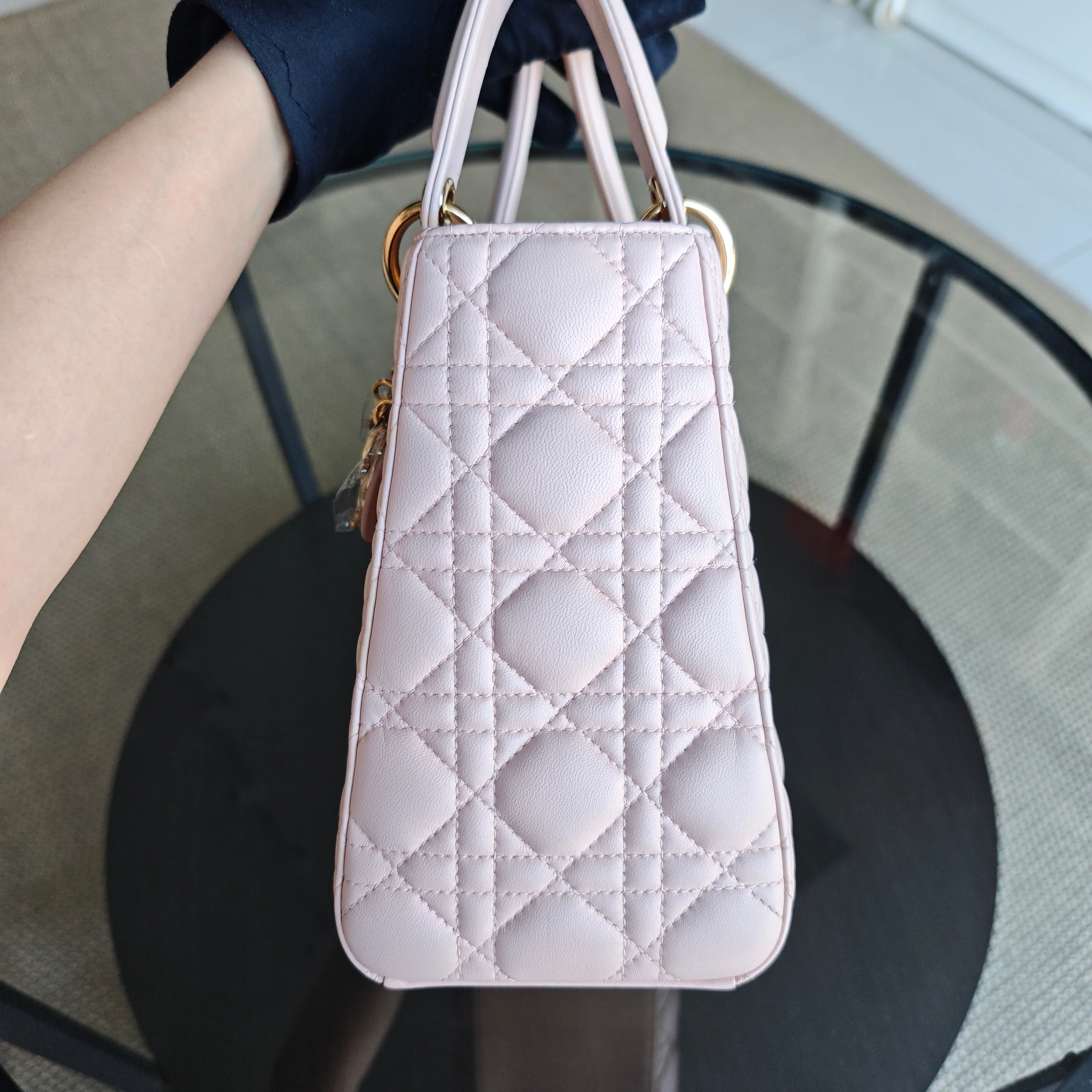 Dior Lady Medium - Cannage Lambskin Sakura Pink Gold Hardware NO STRAP