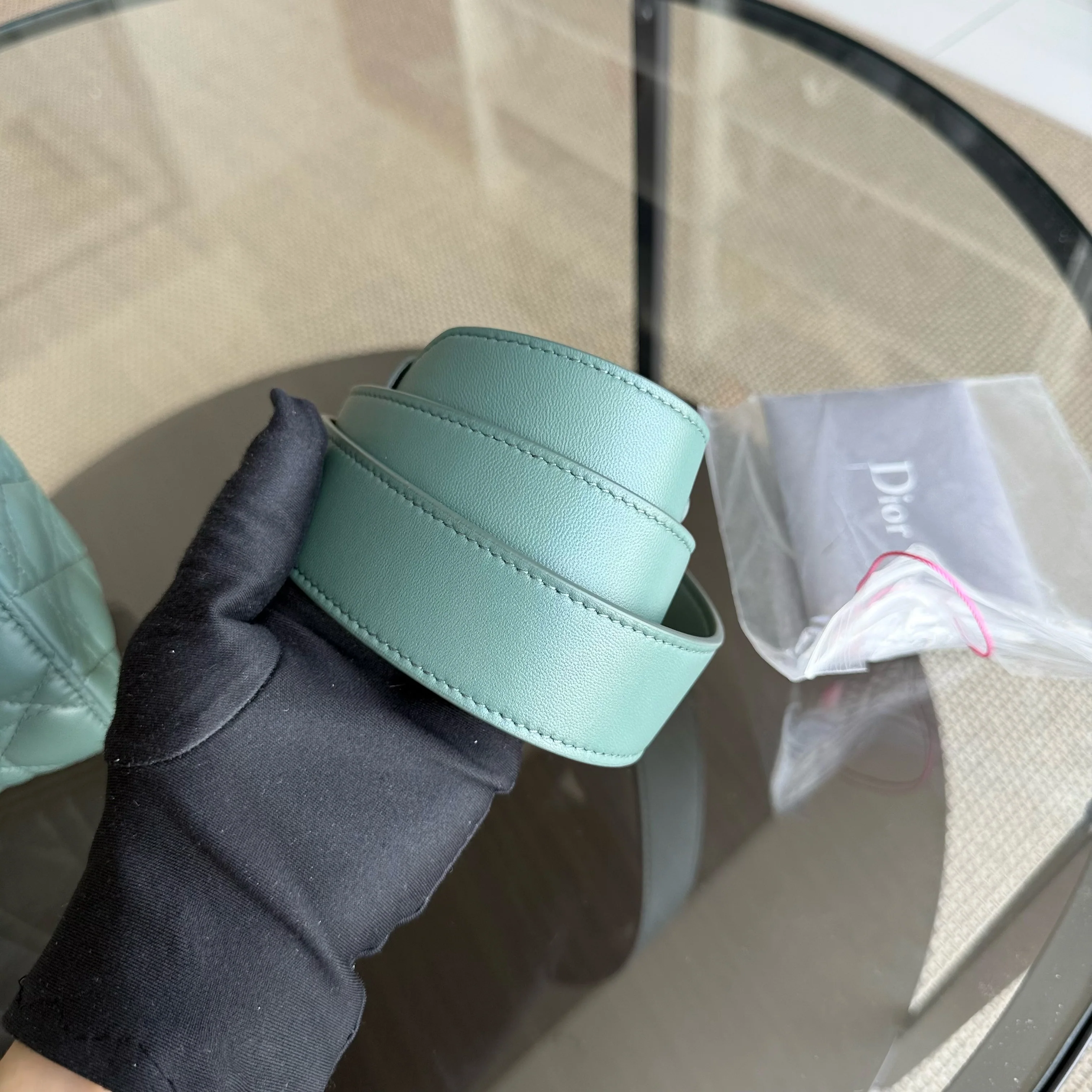 Dior Lady Small Flap - Cannage Lambskin Green Gold Hardware with Charms