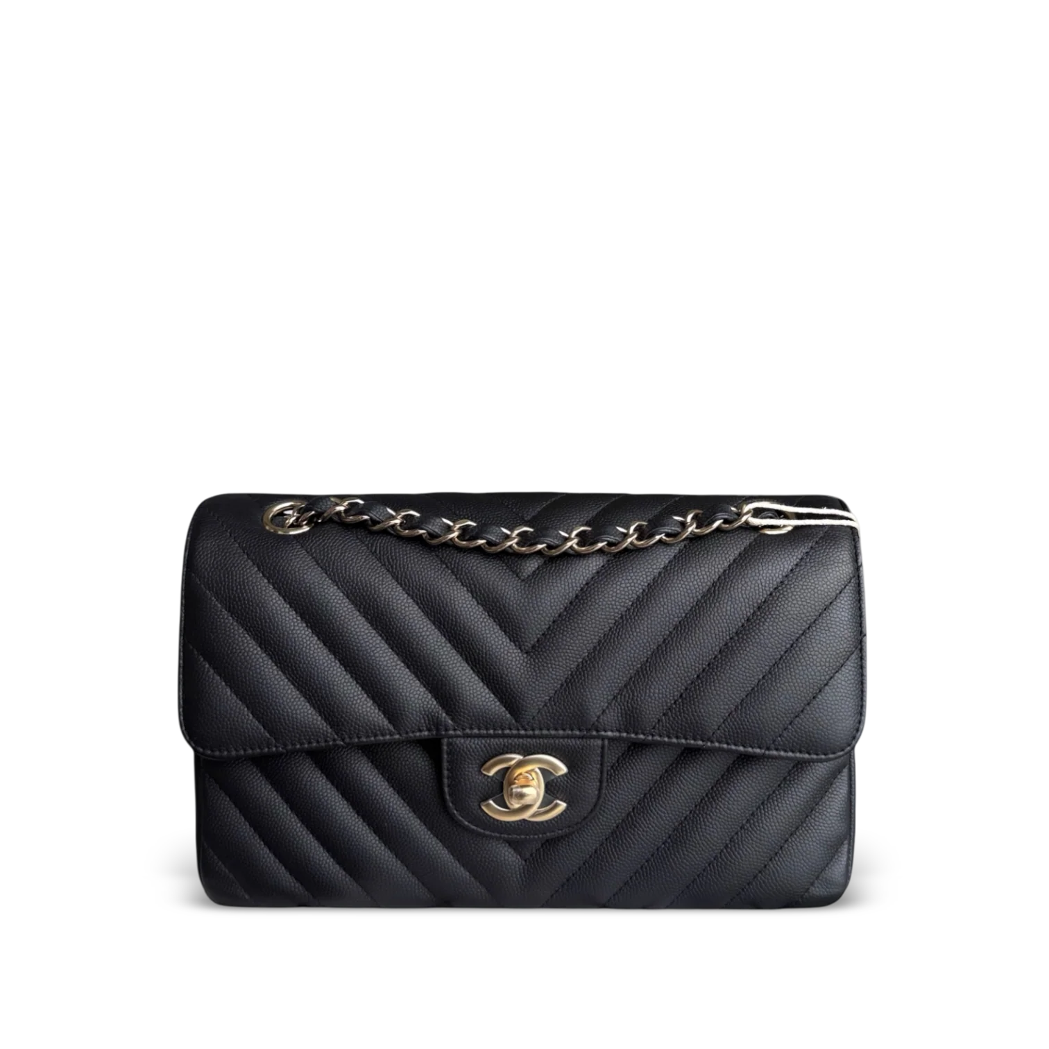 Chanel Classic Flap Small - Caviar 23CM Chevron Black Gold Hardware Series 27