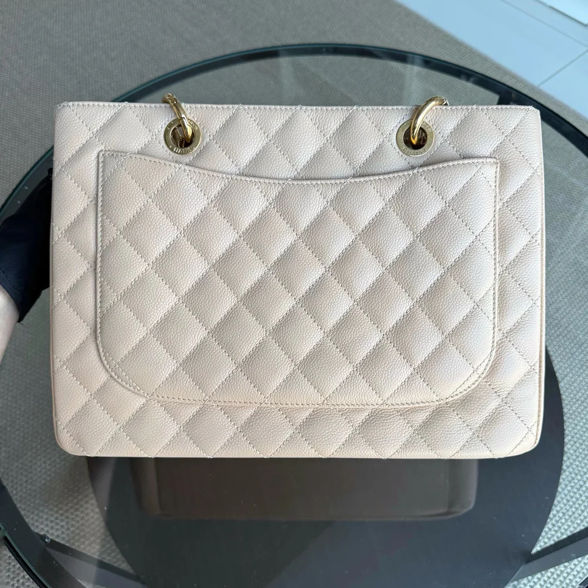 Chanel GST Grand Shopping Tote - Caviar Grained Calfskin Light Beige Gold Hardware Series 13