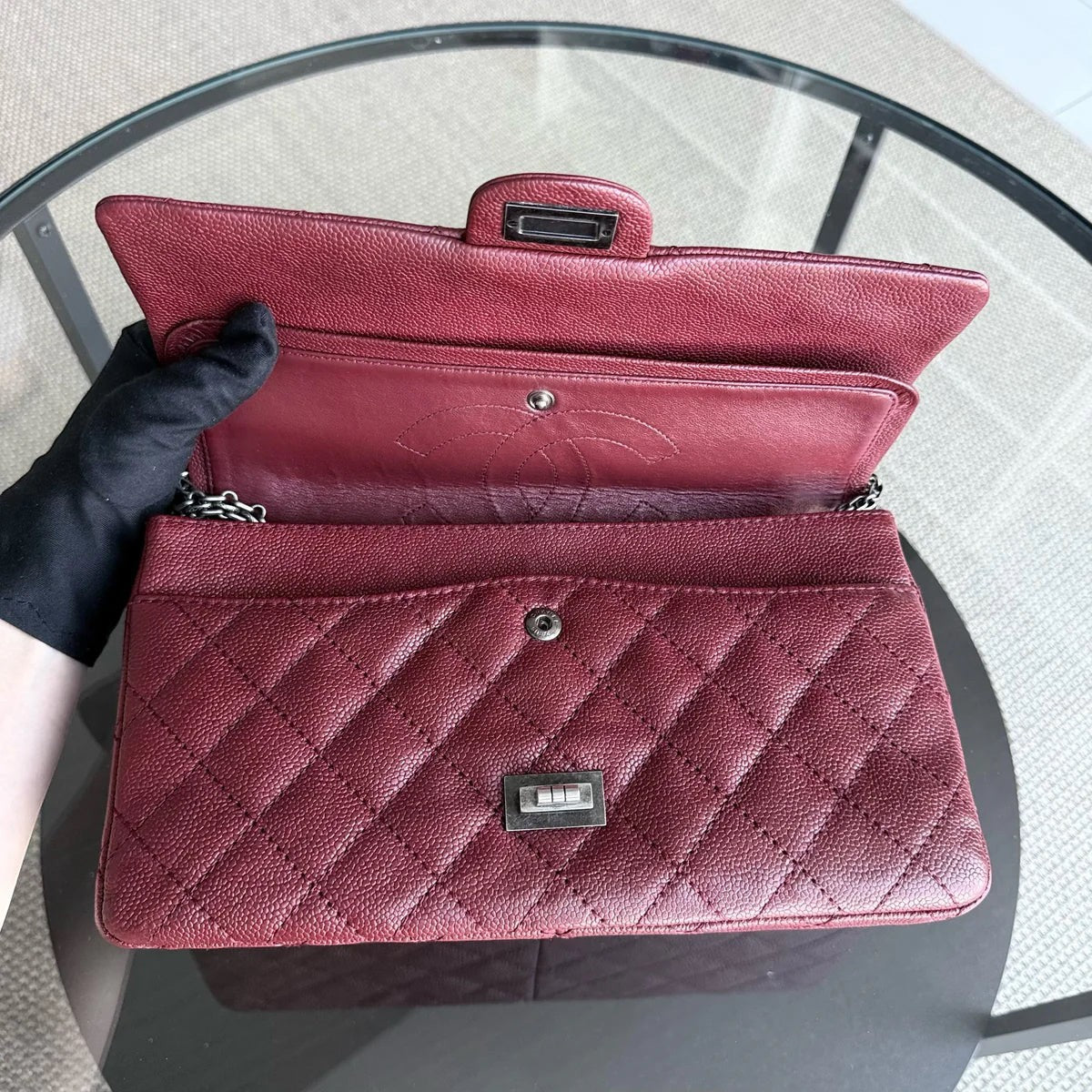 Chanel 2.55 Reissue 226 - Caviar Quilted Burgundy Ruthenium Silver Hardware Series 14
