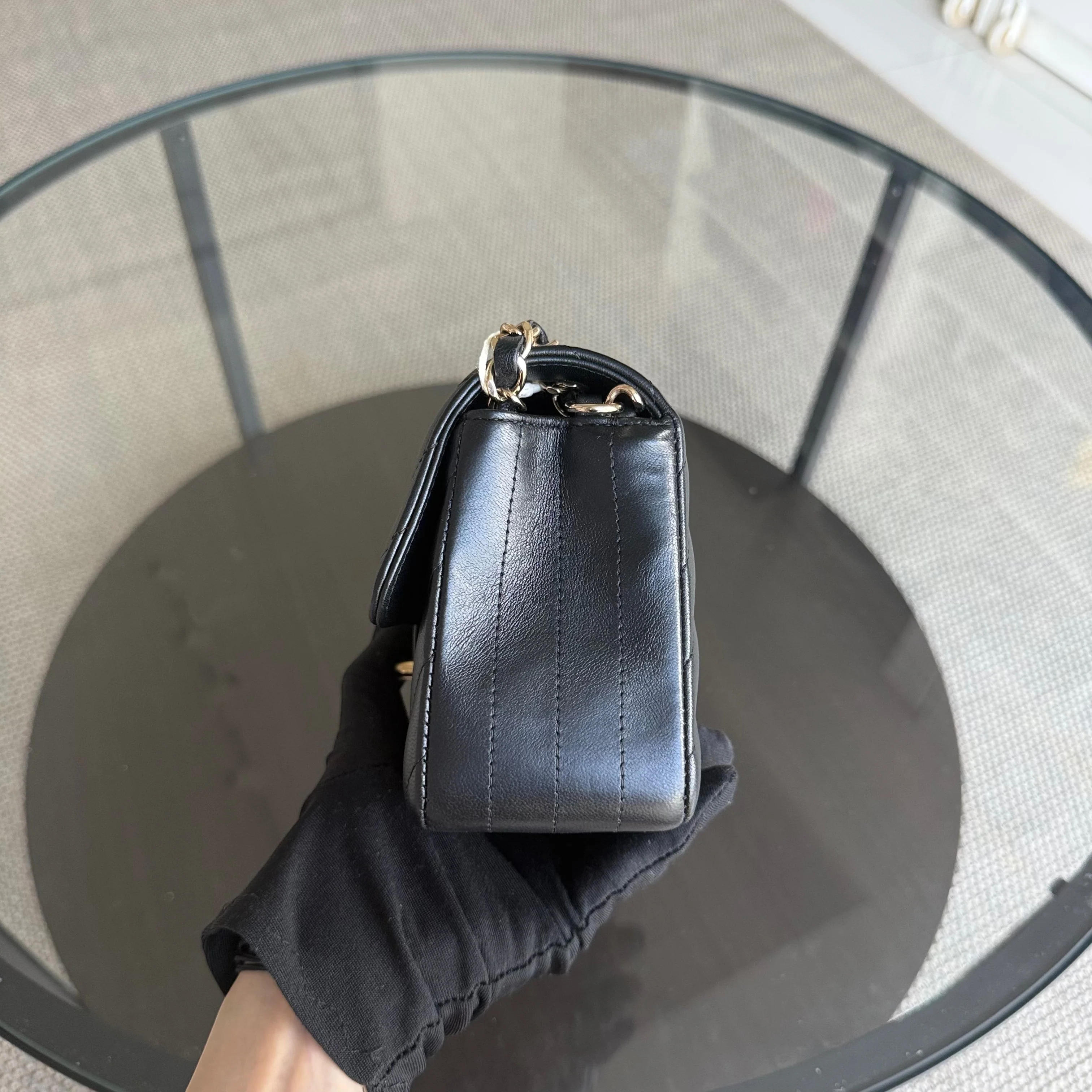 Chanel Classic Flap Mini - Chevron Lambskin Black Gold Hardware Series 26