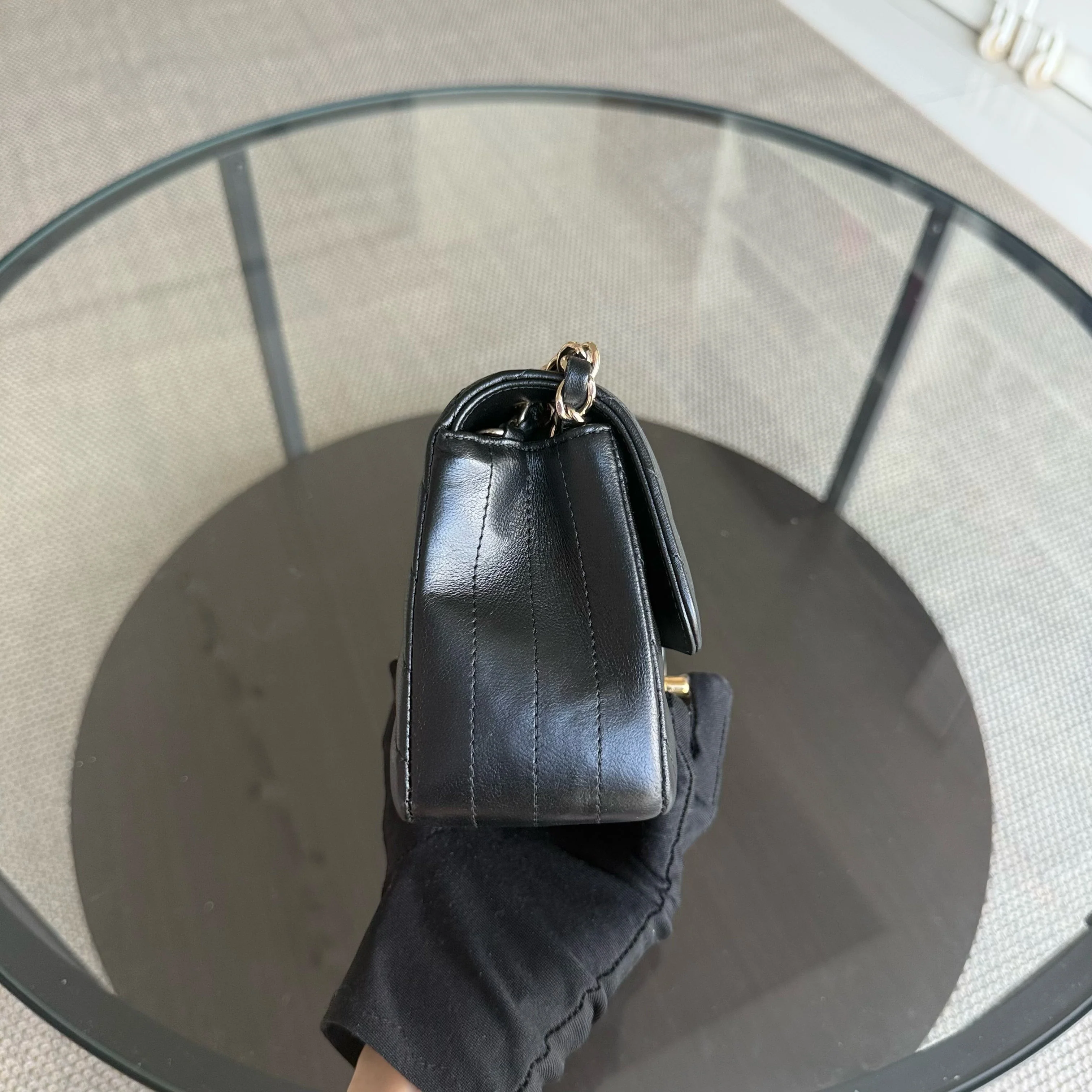 Chanel Classic Flap Mini - Chevron Lambskin Black Gold Hardware Series 26