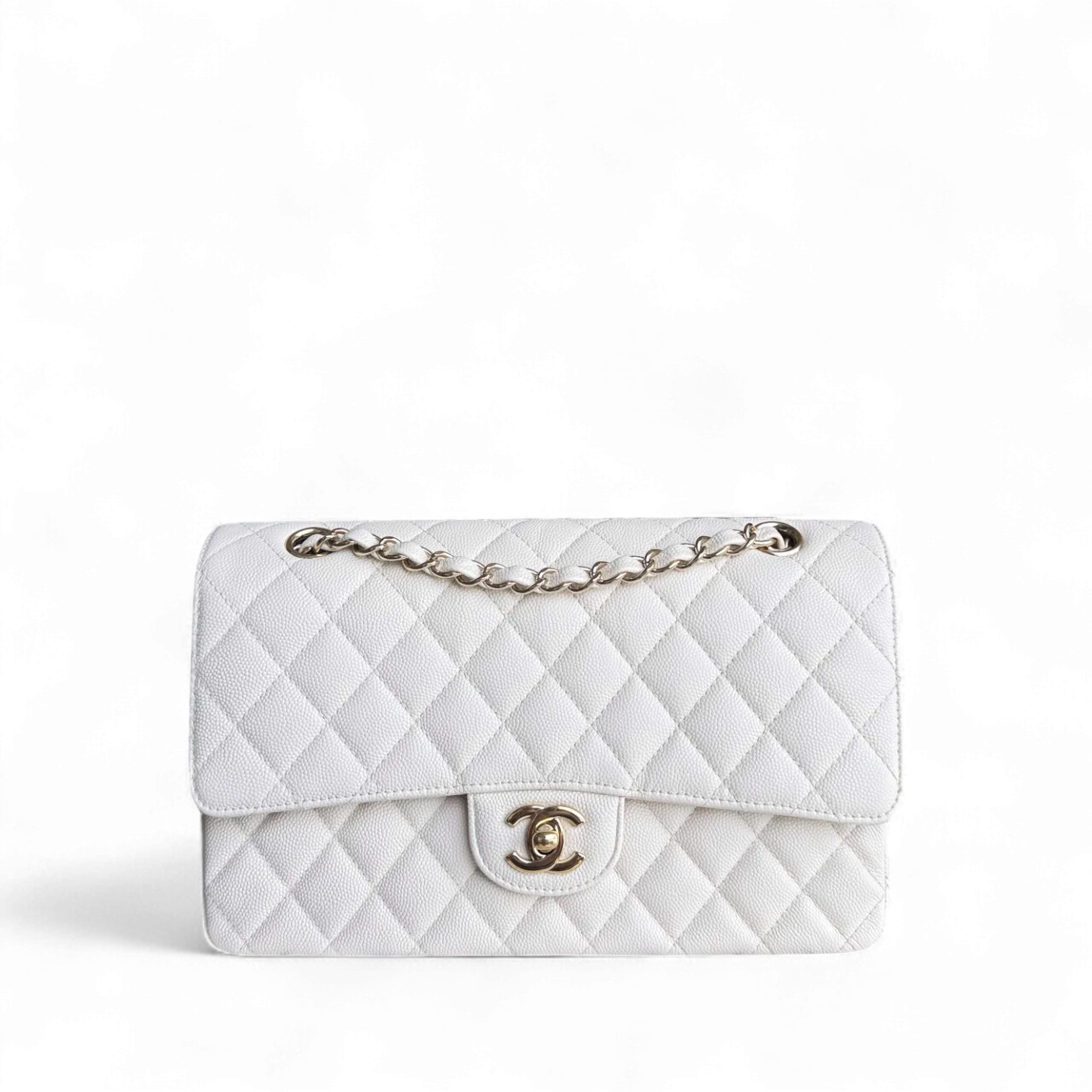 Chanel Classic Flap Medium - Caviar Quilted Grained Calfskin White Gold Hardware Series 23