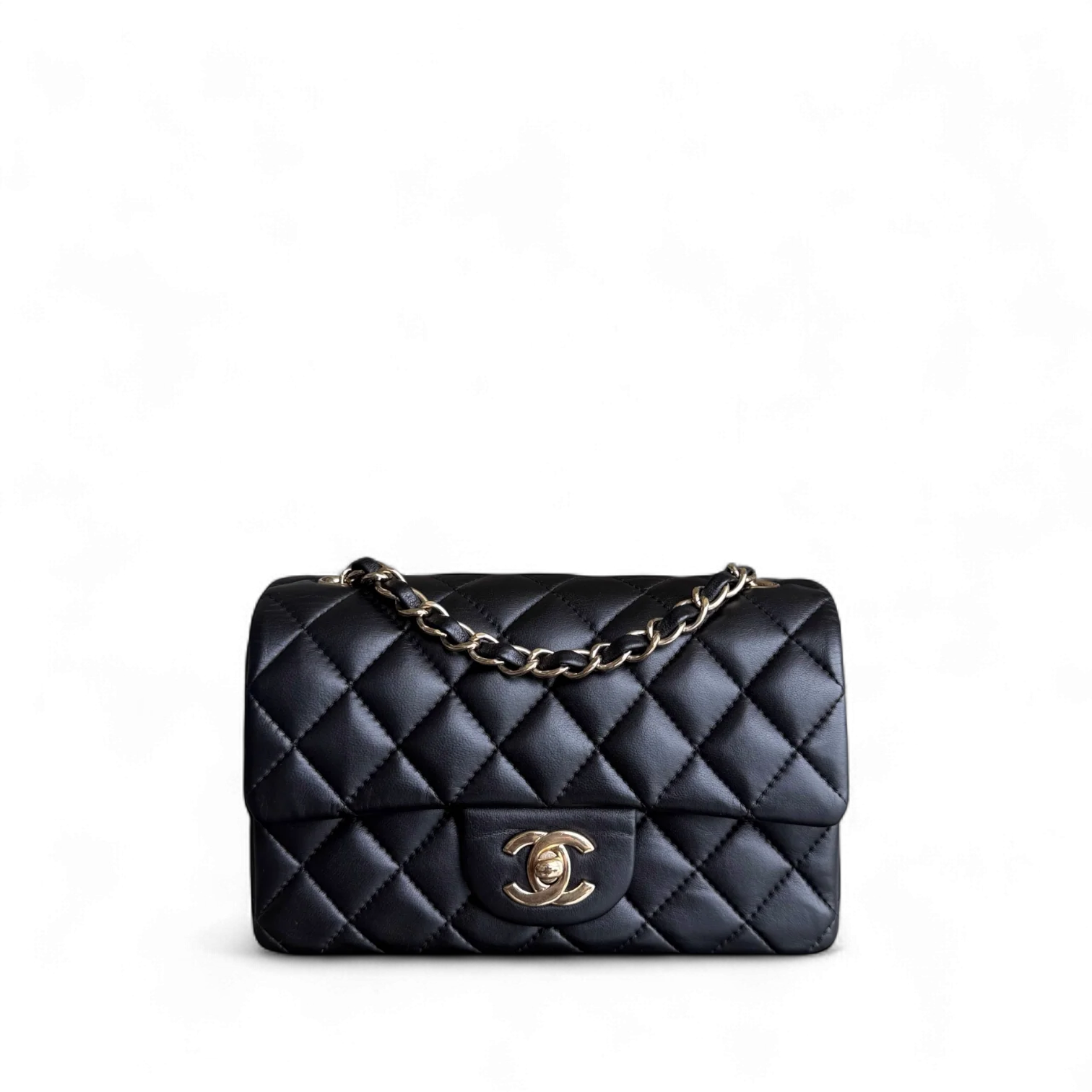 Chanel Classic Flap Mini Rectangle - Quilted Lambskin Black Gold Hardware Series 23