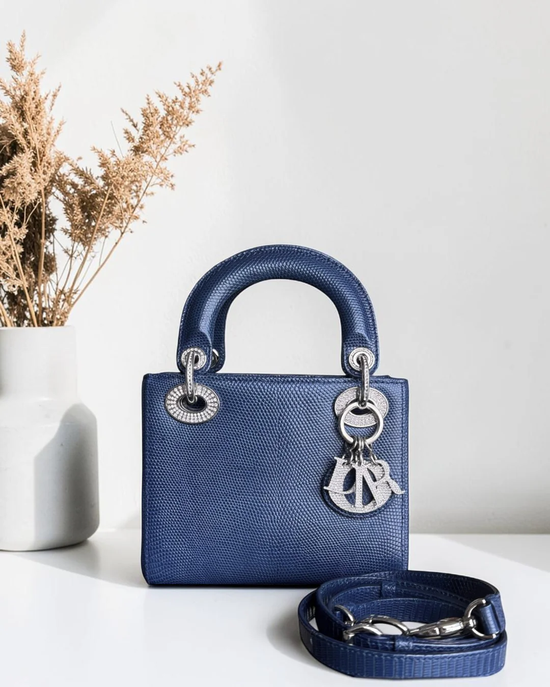 Dior Lady Mini - Exotic Lizard Limited Edition Swarovski Crystal Silver Hardware