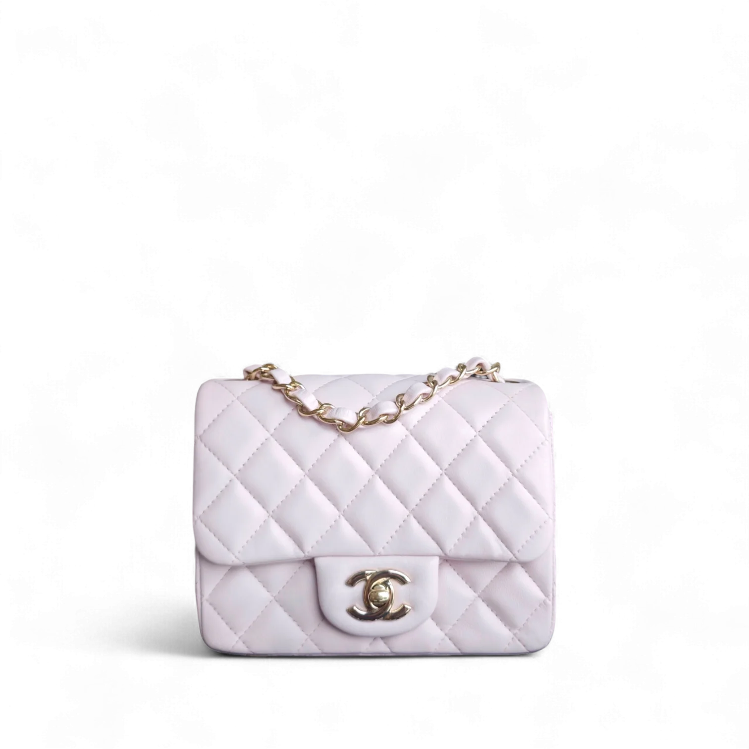 Chanel Classic Flap Mini Square - 17CM Quilted Lambskin Light Pink Gold Hardware Series 23