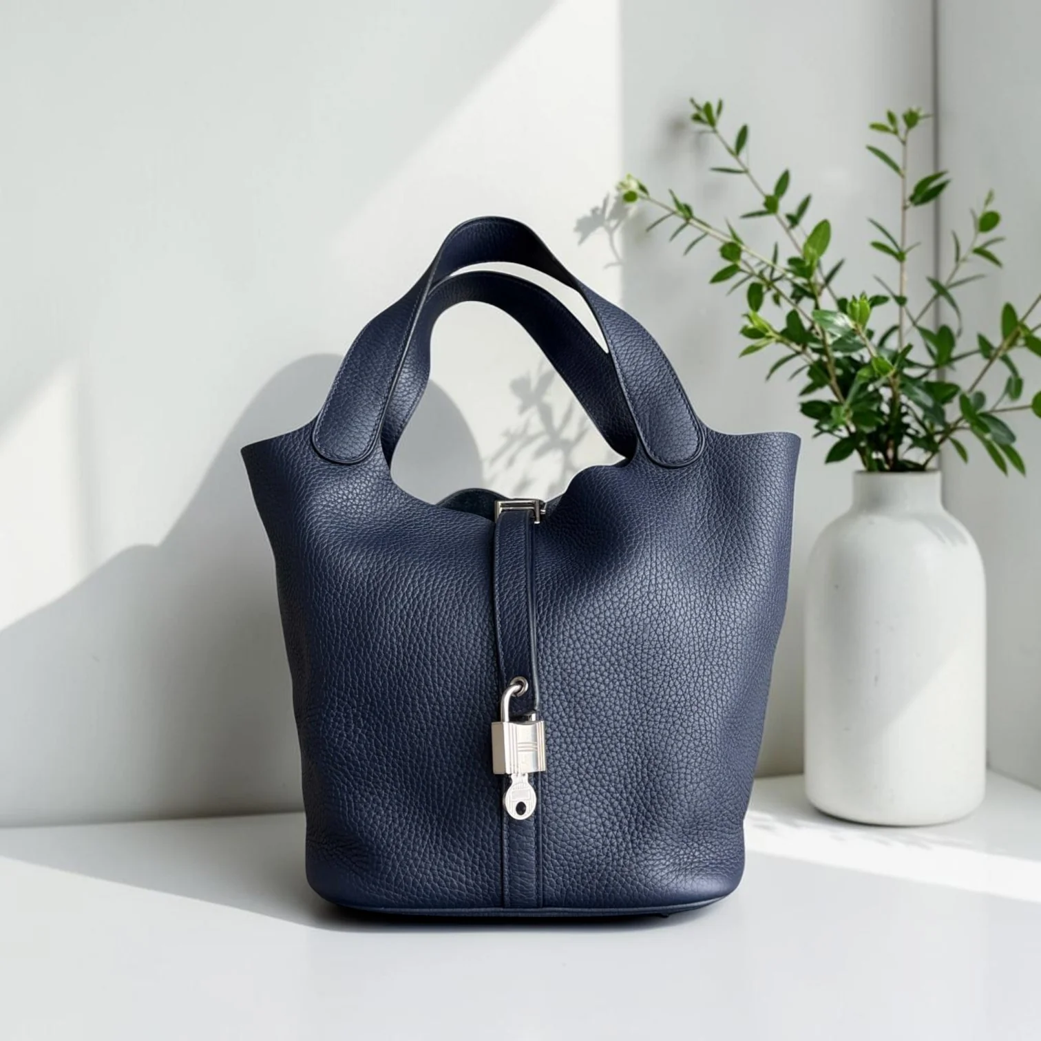 Hermes Picotin 22 - Midnight Blue Clemence Leather Silver Hardware Stamp X