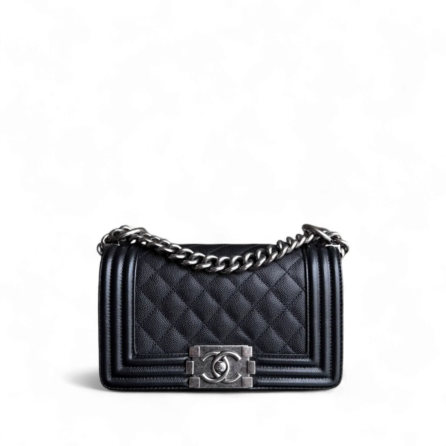 Chanel Boy Small - Caviar Quilted Grained Calfskin Black Ruthenium Silver Hardware