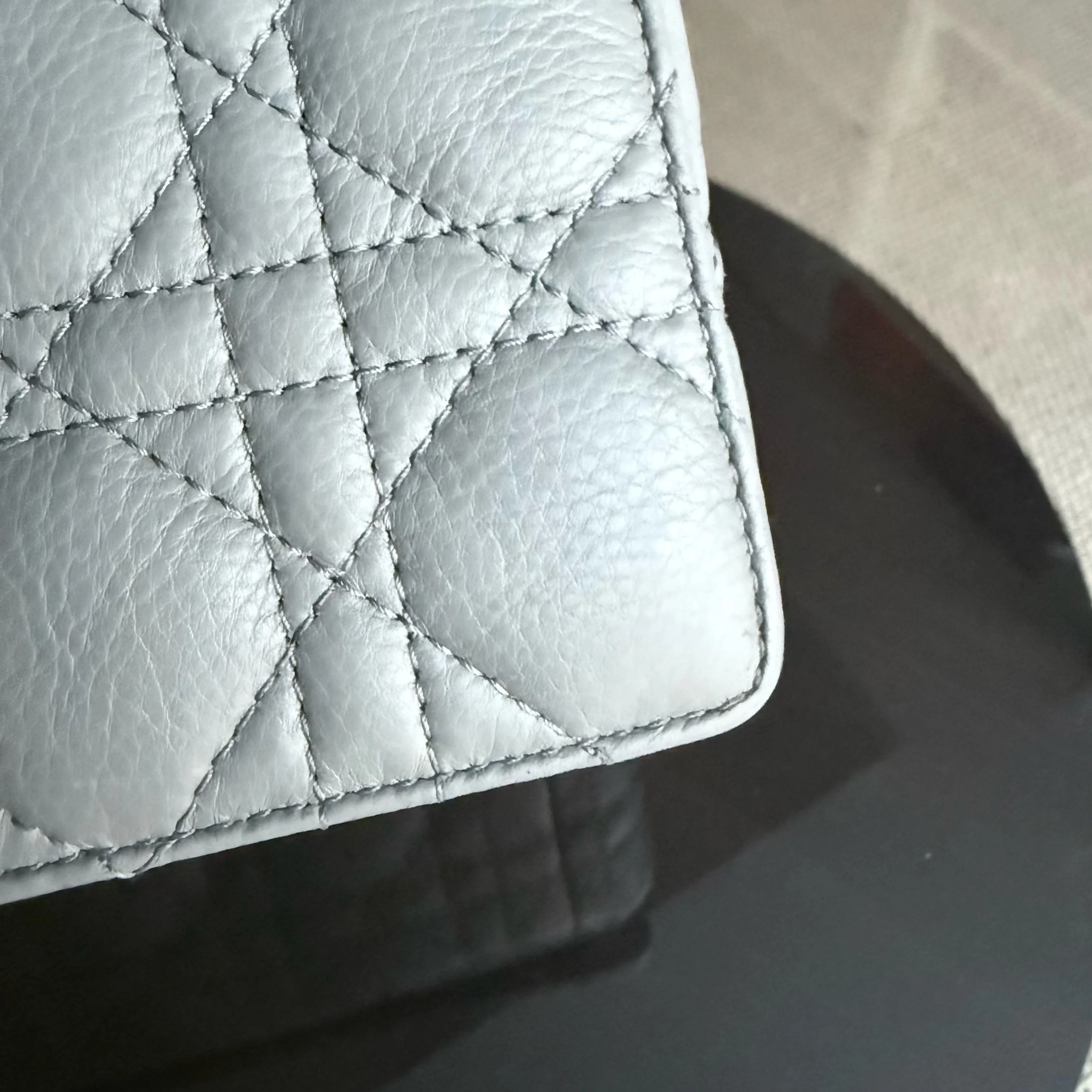 Dior Caro Large - Cannage Calfskin Grey Gray Gold Hardware