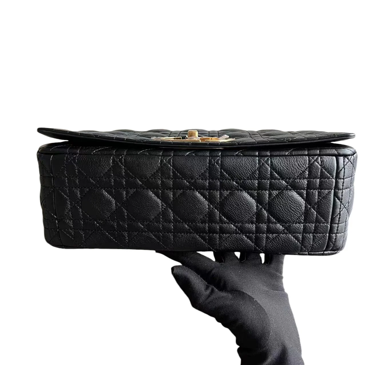 Dior Caro Large - Cannage Calfskin Black Golden Hardware