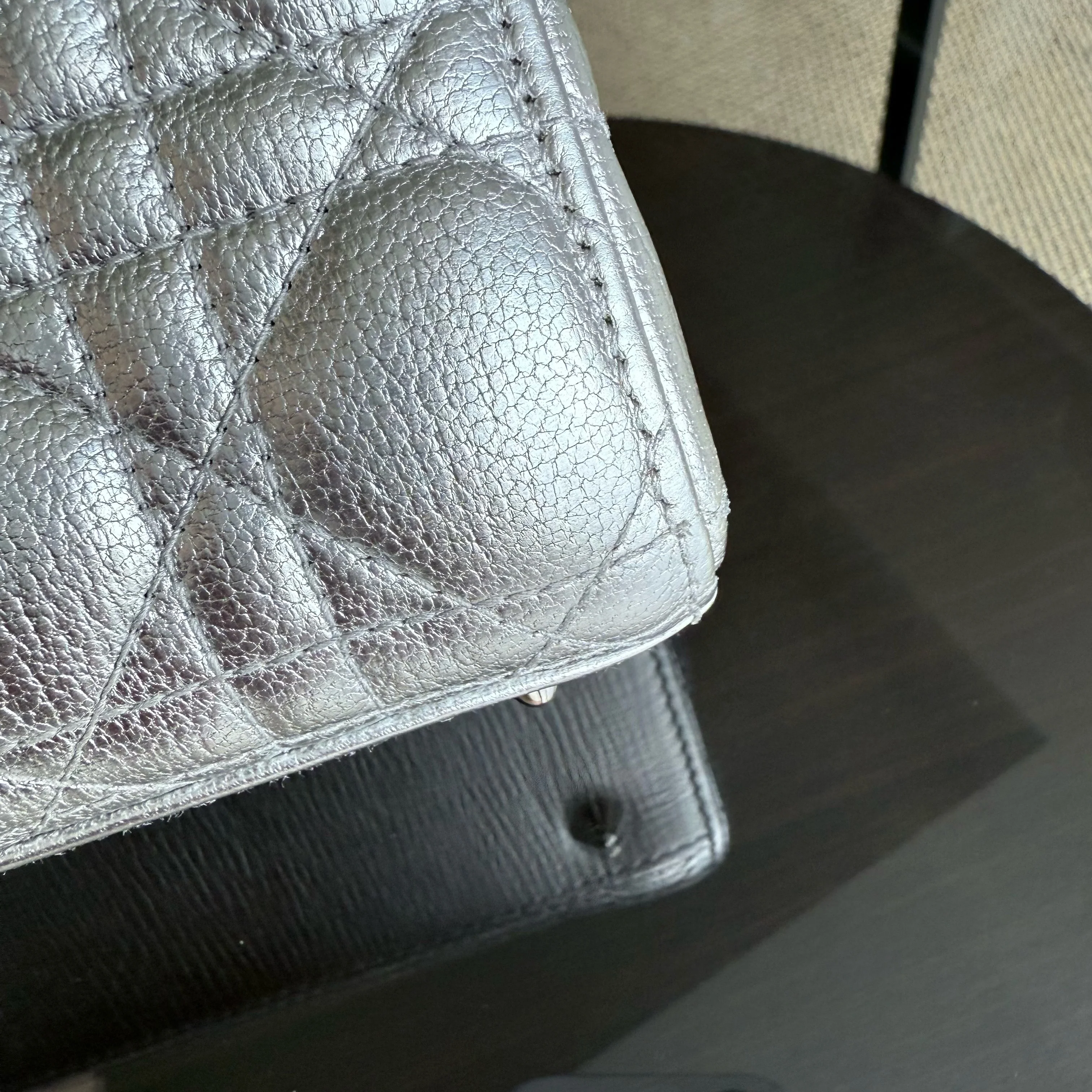 Dior Lady Small - Cannage Metallic Calfskin Silver Silver Hardware