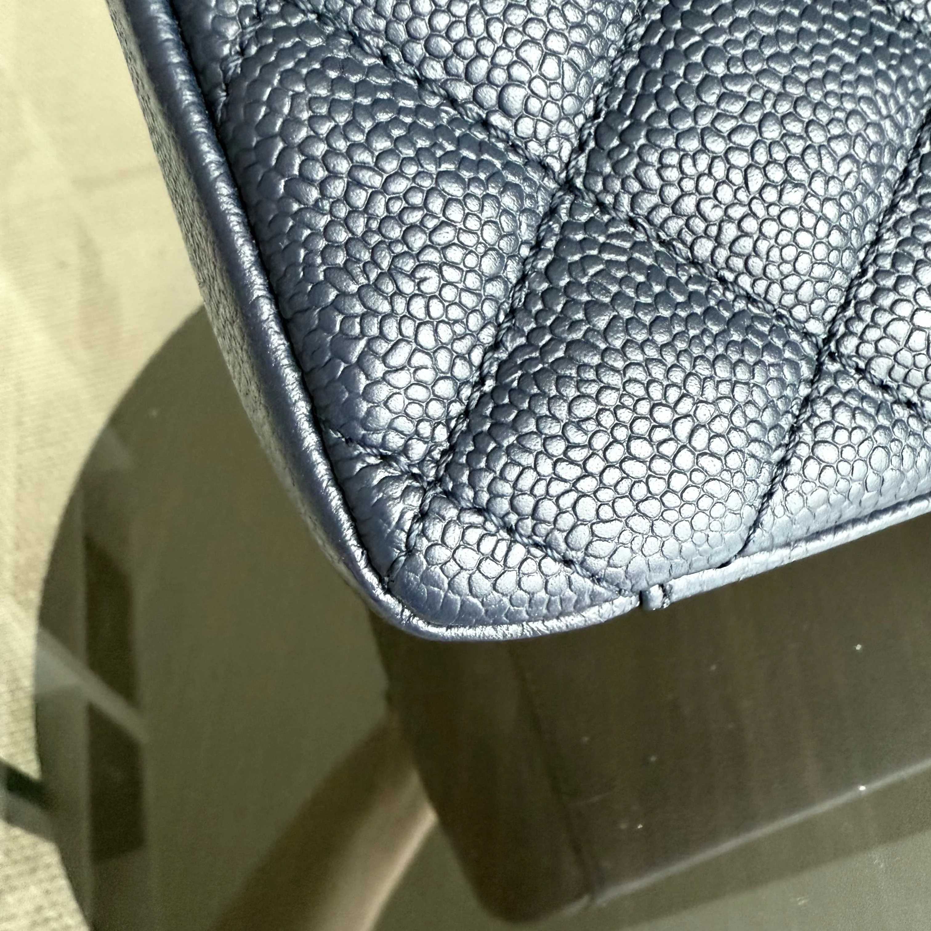 Chanel GST Grand Shopping Tote - Caviar Quilted Dark Blue Gold Hardware Series 19