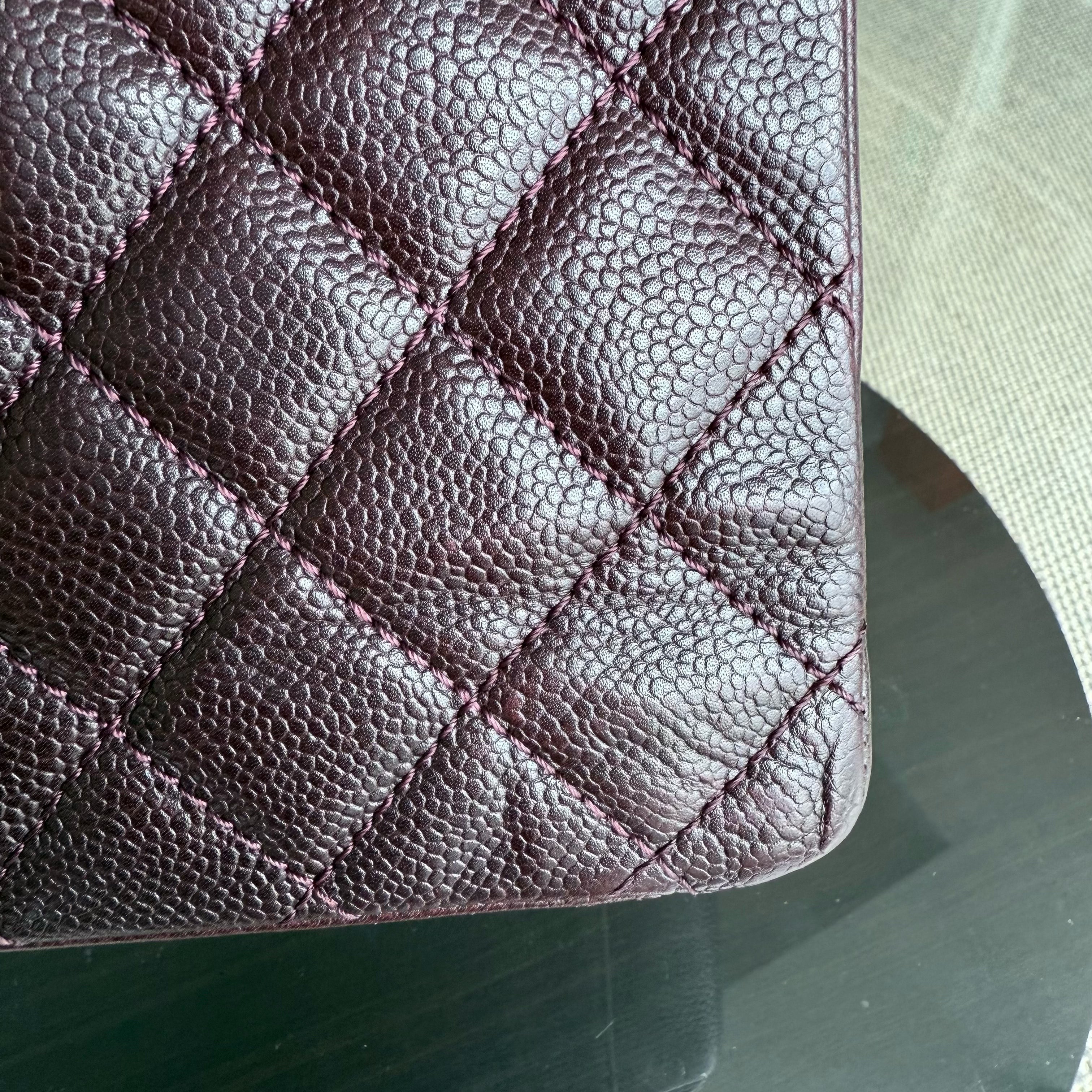 Chanel GST Grand Shopping Tote  - Caviar Quilted Burgundy Grained Calfskin Silver Hardware Series 11