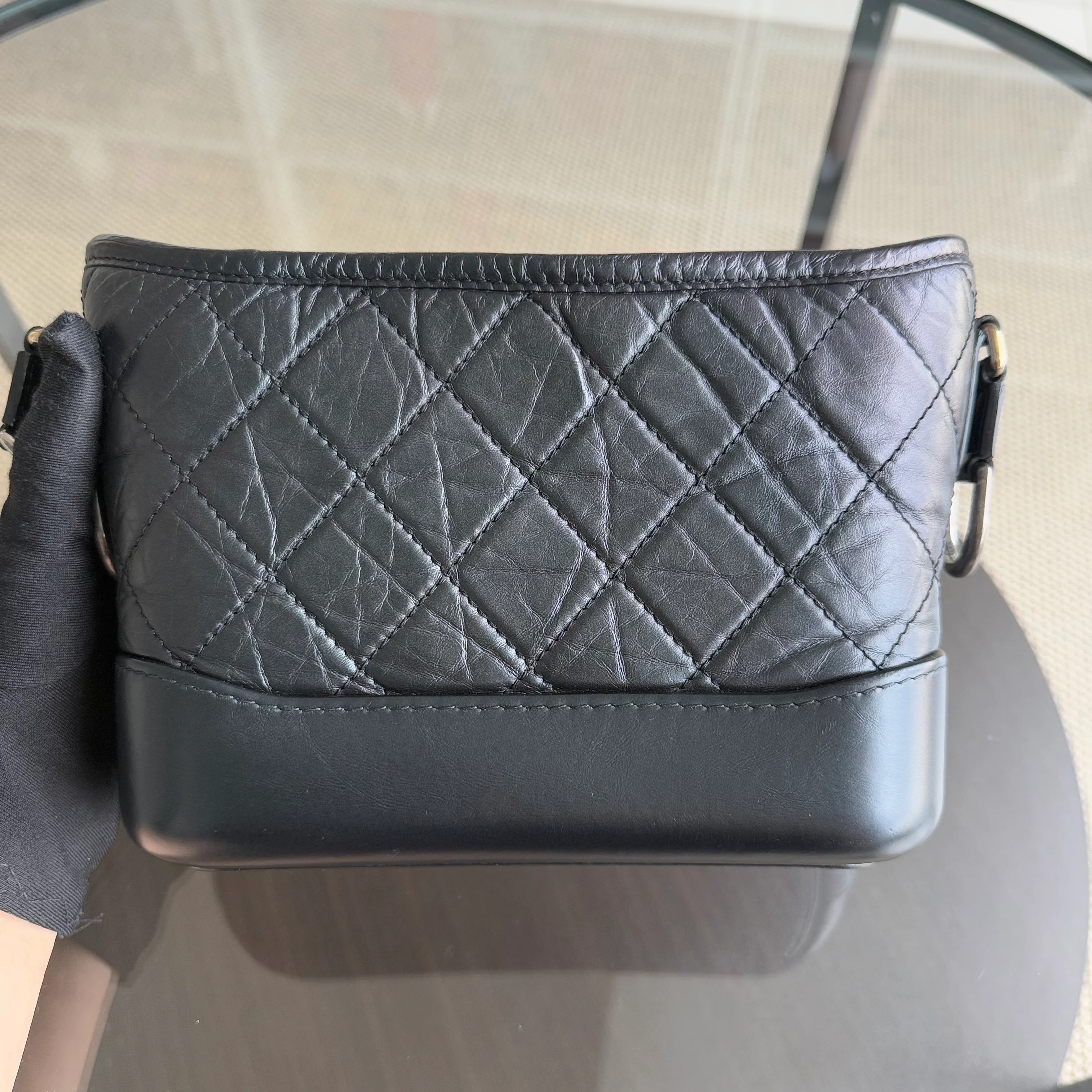 Chanel Gabrielle Small - Quilted Calfskin Black Gold Hardware