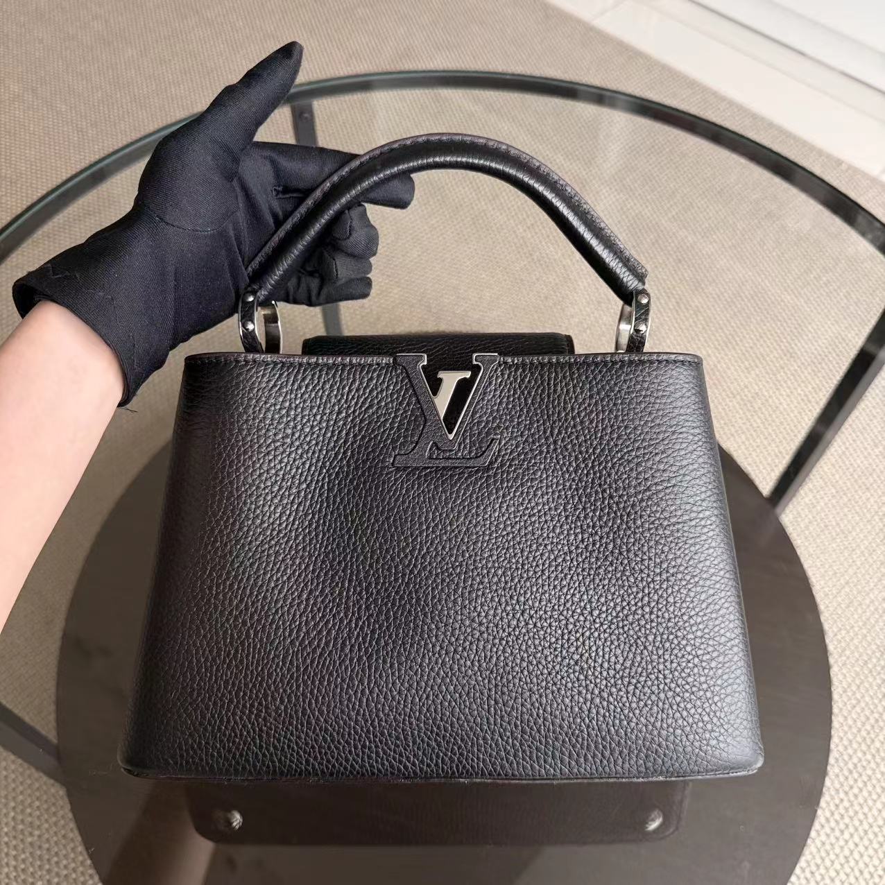 Louis Vuitton Capucines BB - Grained Calfskin Noir Black Silver Hardware