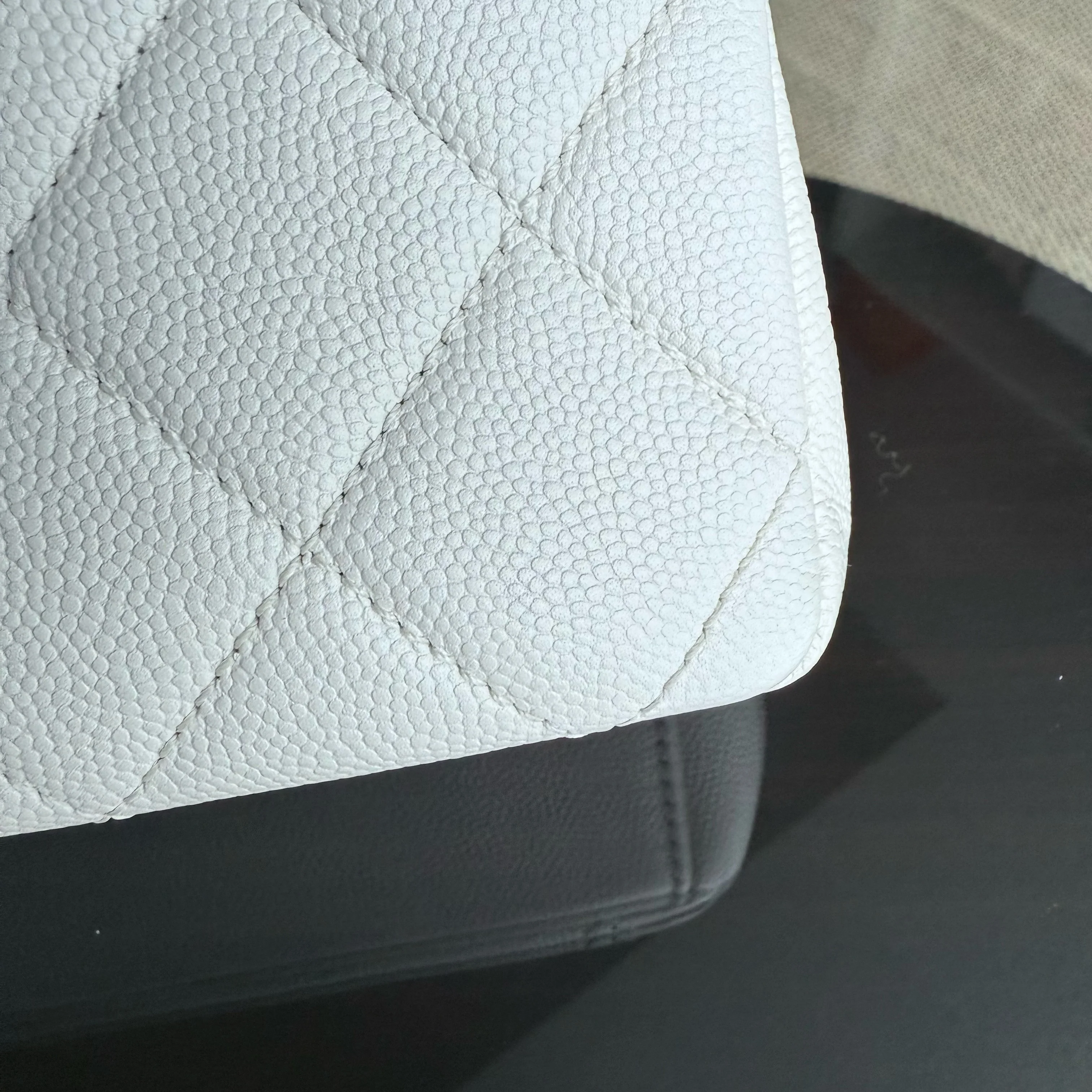 Chanel Seasonal Flap Small - Caviar My Everything Bag Quilted Grained Calfskin White Calfskin Black Hardware Series 30