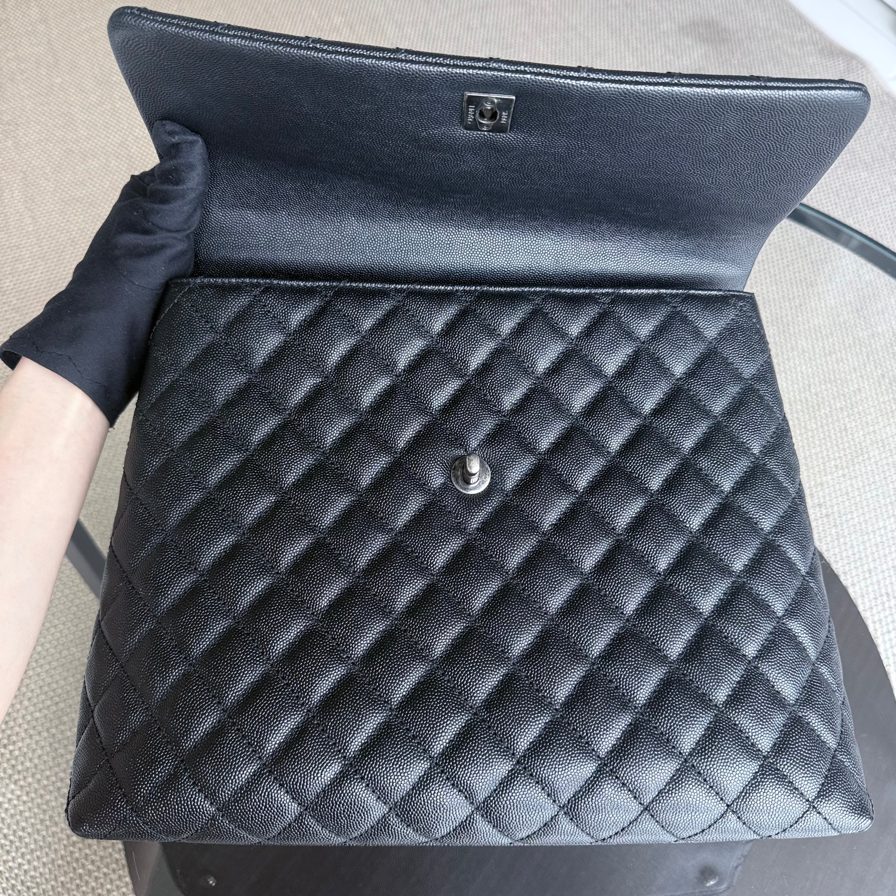Chanel Coco Handle Large - Caviar 34CM Quilted Black Ruthenium Silver Hardware Series 23
