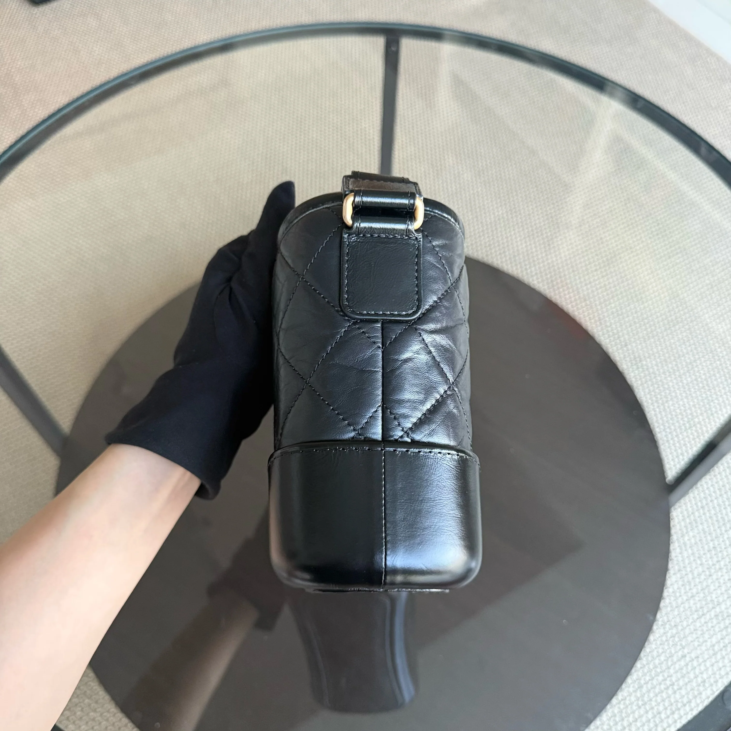 Chanel Gabrielle Small - Quilted Aged Calfskin Black Two-tone Gold Hardware