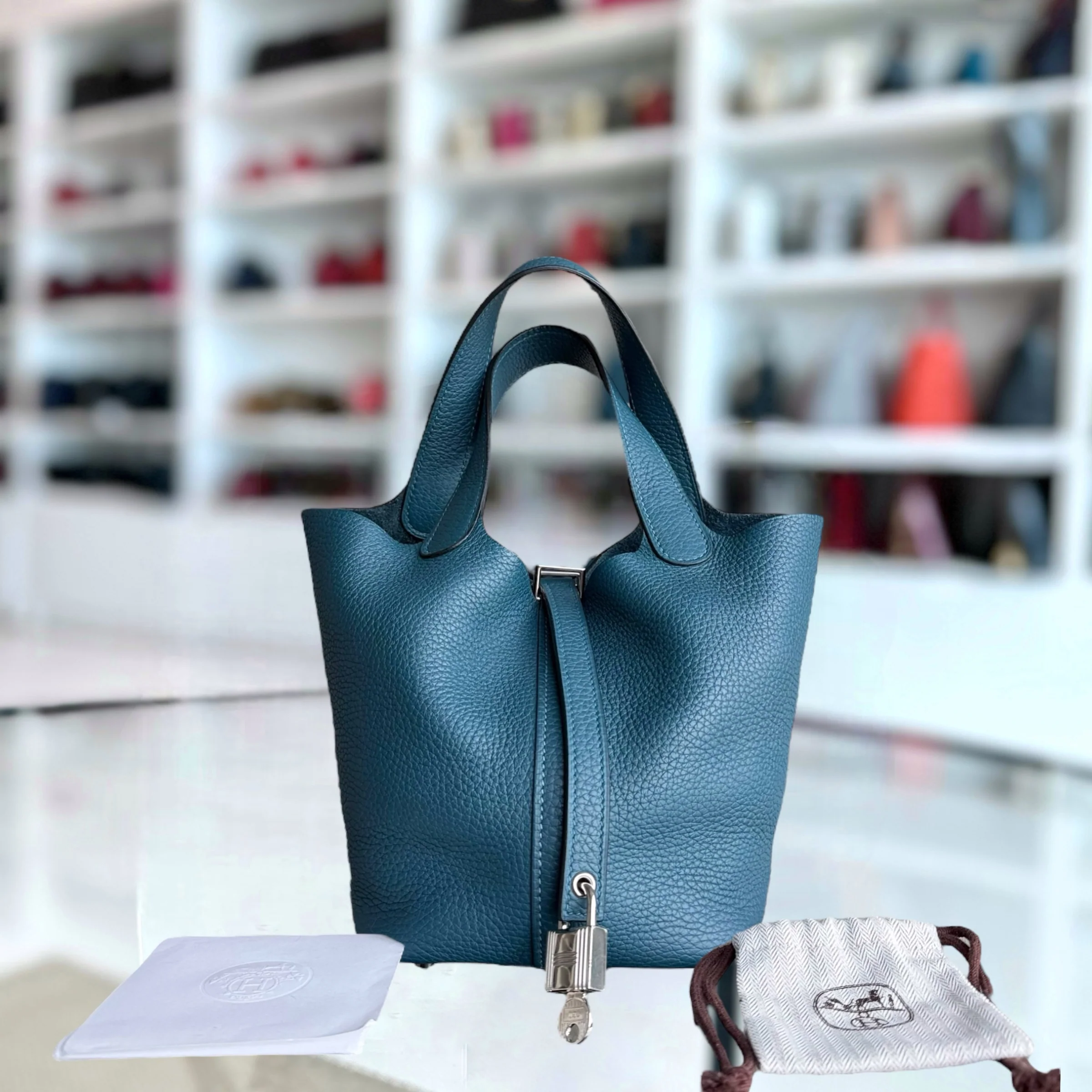 Hermes Picotin 18 - TC Clemence Leather Colvert Blue Palladium Silver Hardware