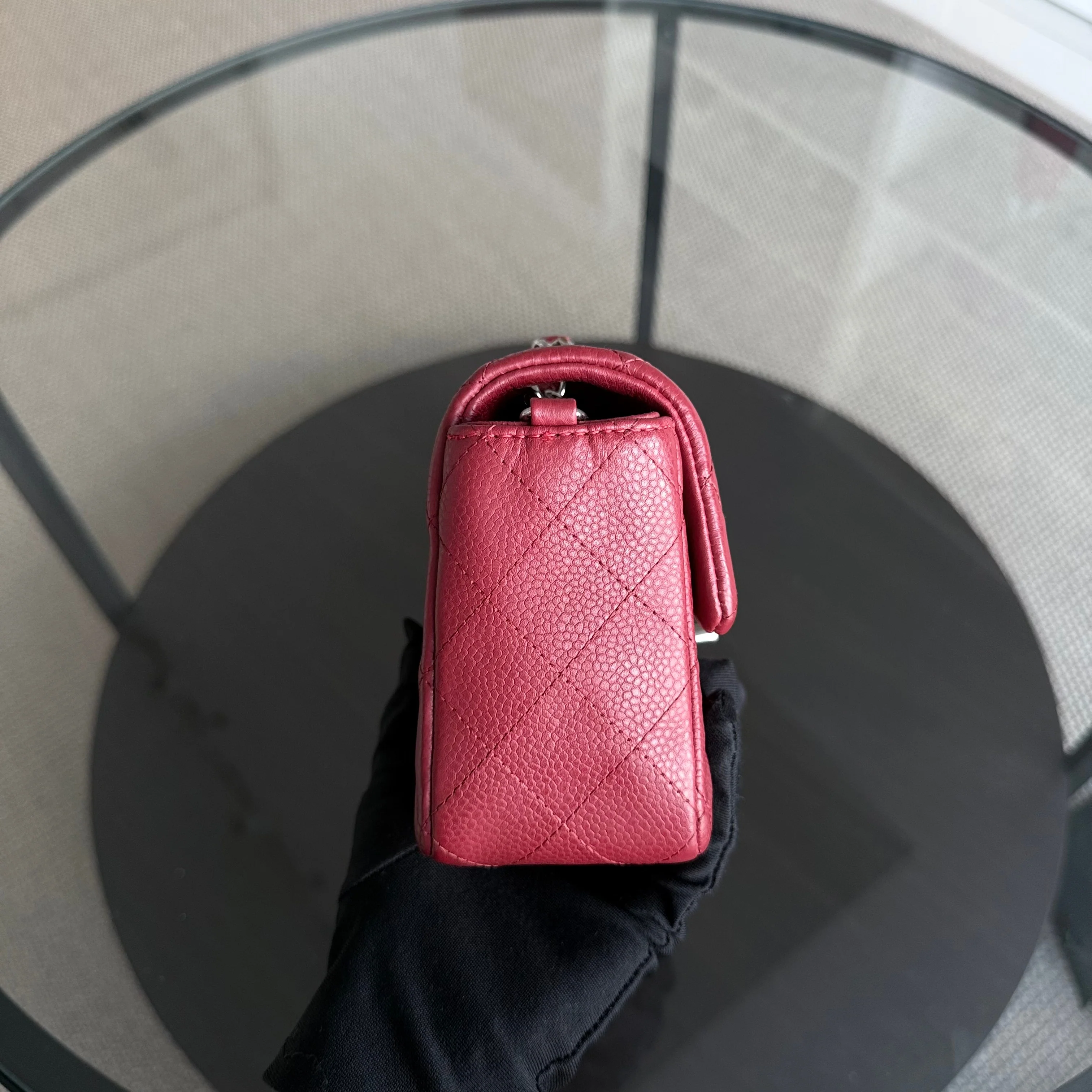 Chanel Classic Flap Mini - Caviar 20CM Quilted Dark Red Burgundy Silver Hardware Series 17