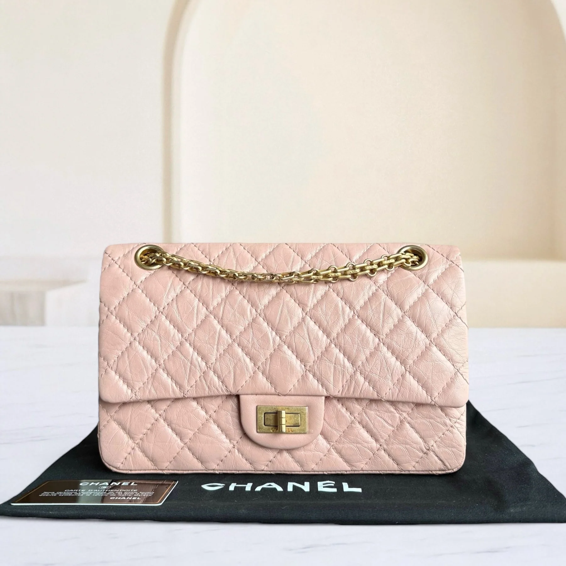 Chanel 2.55 Reissue 225 Small - Sakura Pink Quilted Aged Calfskin Ruthenium Gold Hardware Series 27
