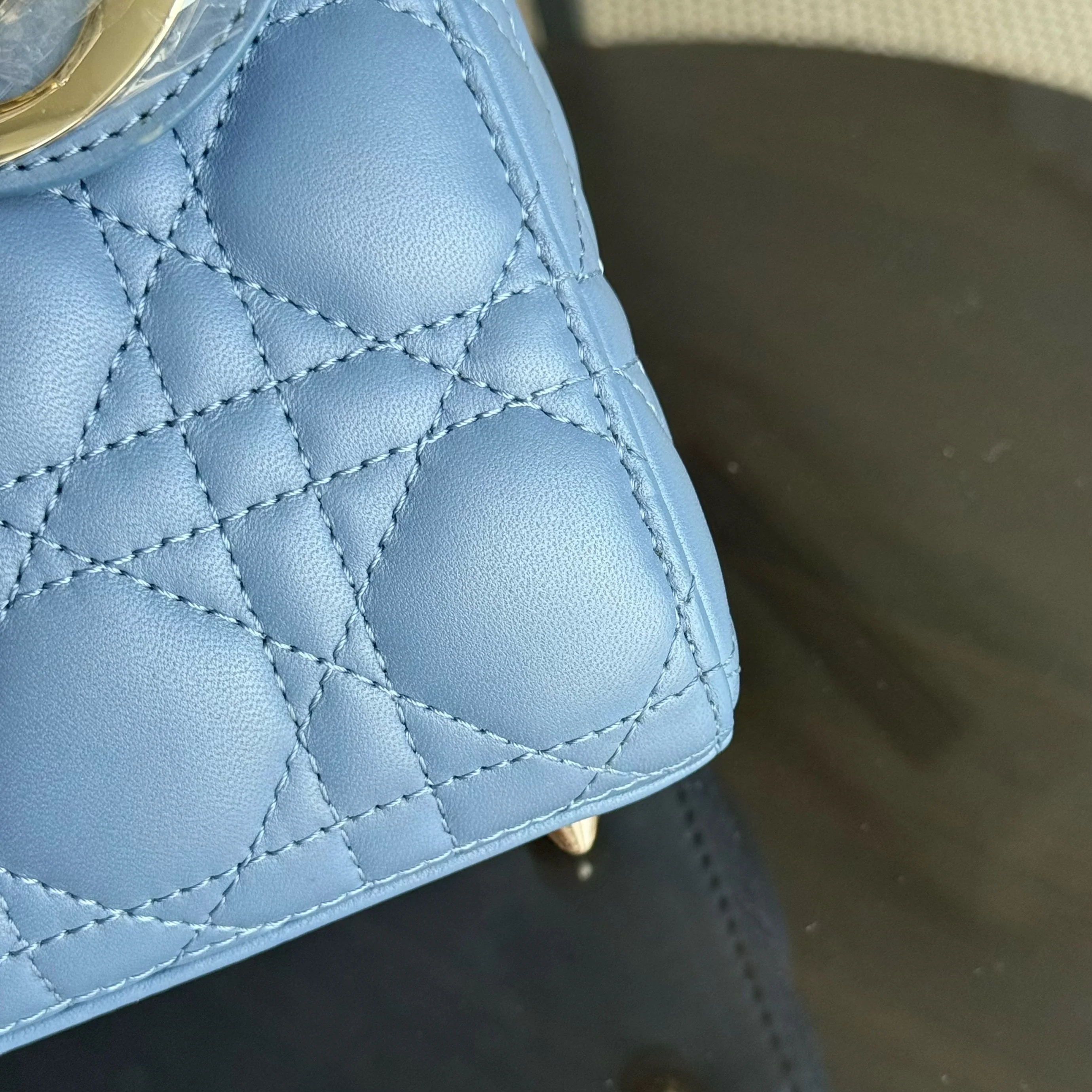 Dior Lady Small ABC Flap - Cannage Lambskin Blue Gold Hardware MyABC