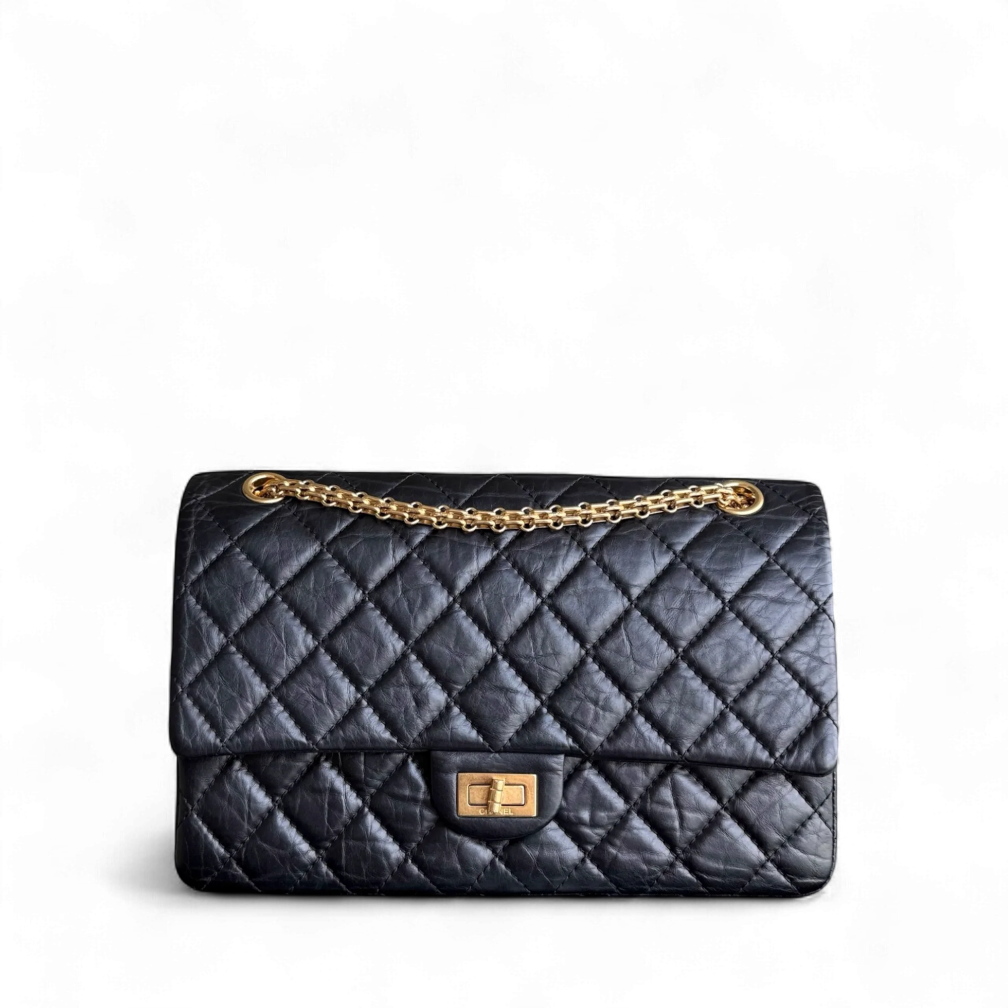 Chanel 2.55 Reissue 226 - Quilted Aged Calfskin Black Gold Hardware Series 15