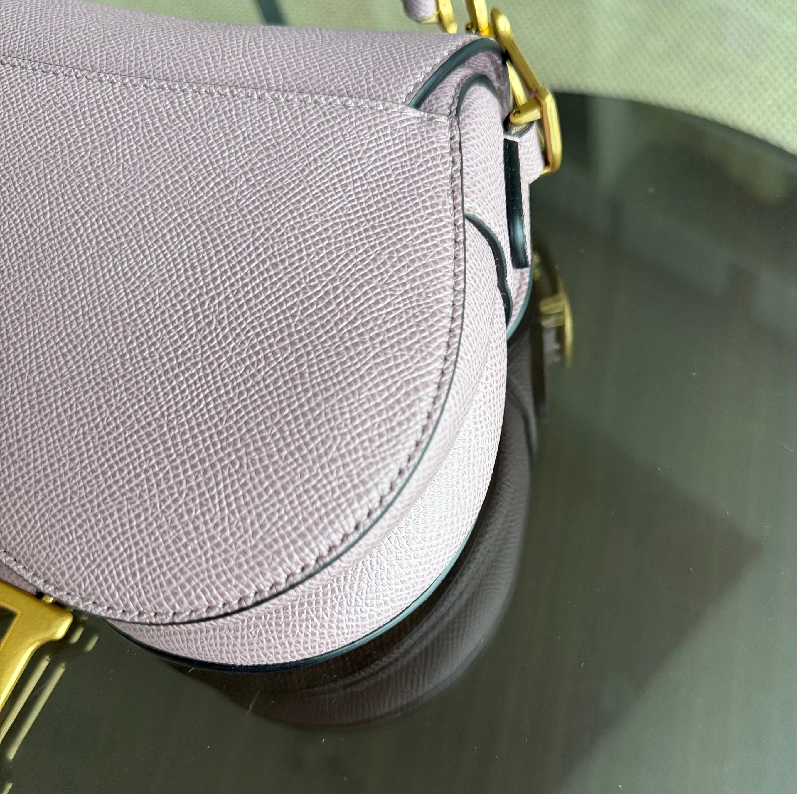 Dior Saddle Small - Grained Calfskin Adjustable Starp Nude Pink Gold Hardware