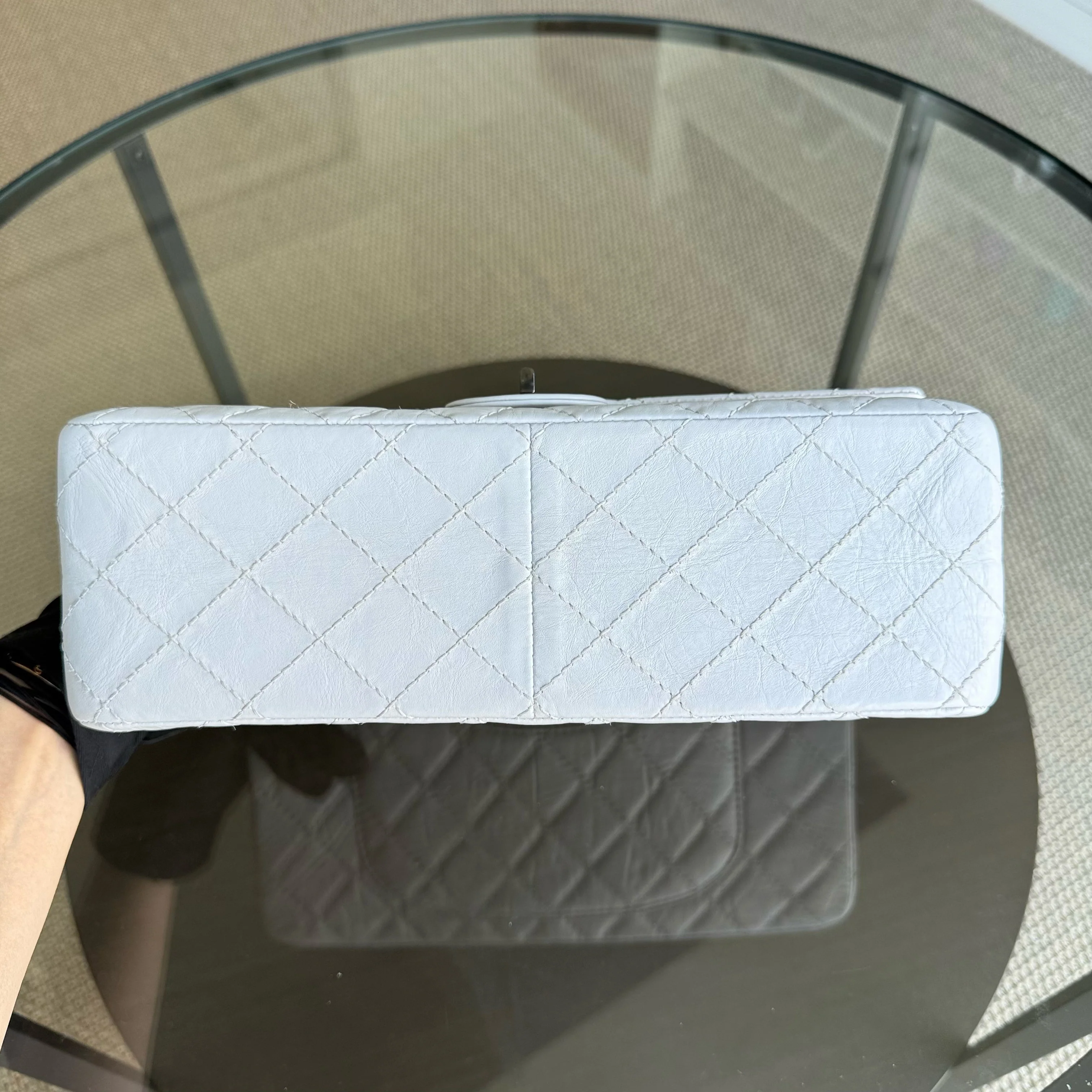 Chanel 2.55 Reissue 226 - Quilted Aged Calfskin White Ruthenium Black Hardware Series 12