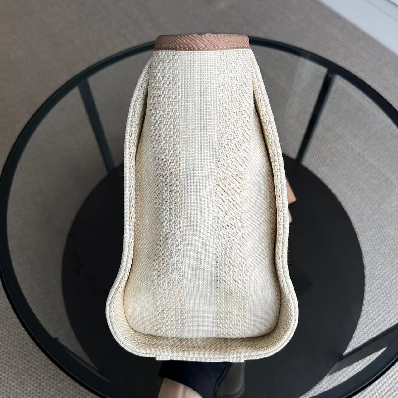 Chanel Deauville Small - Tote Yellow Canvas Silver Hardware 29