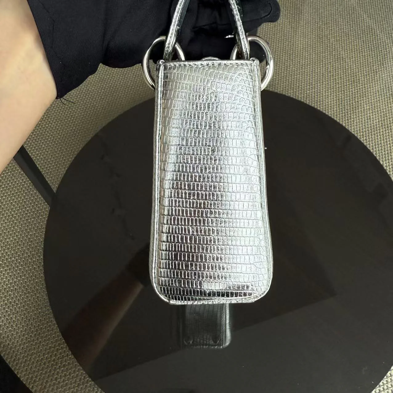 *Rare* Dior Lady Mini - Lizard Silver Metallic Limited Edition Chain Strap Silver Hardware