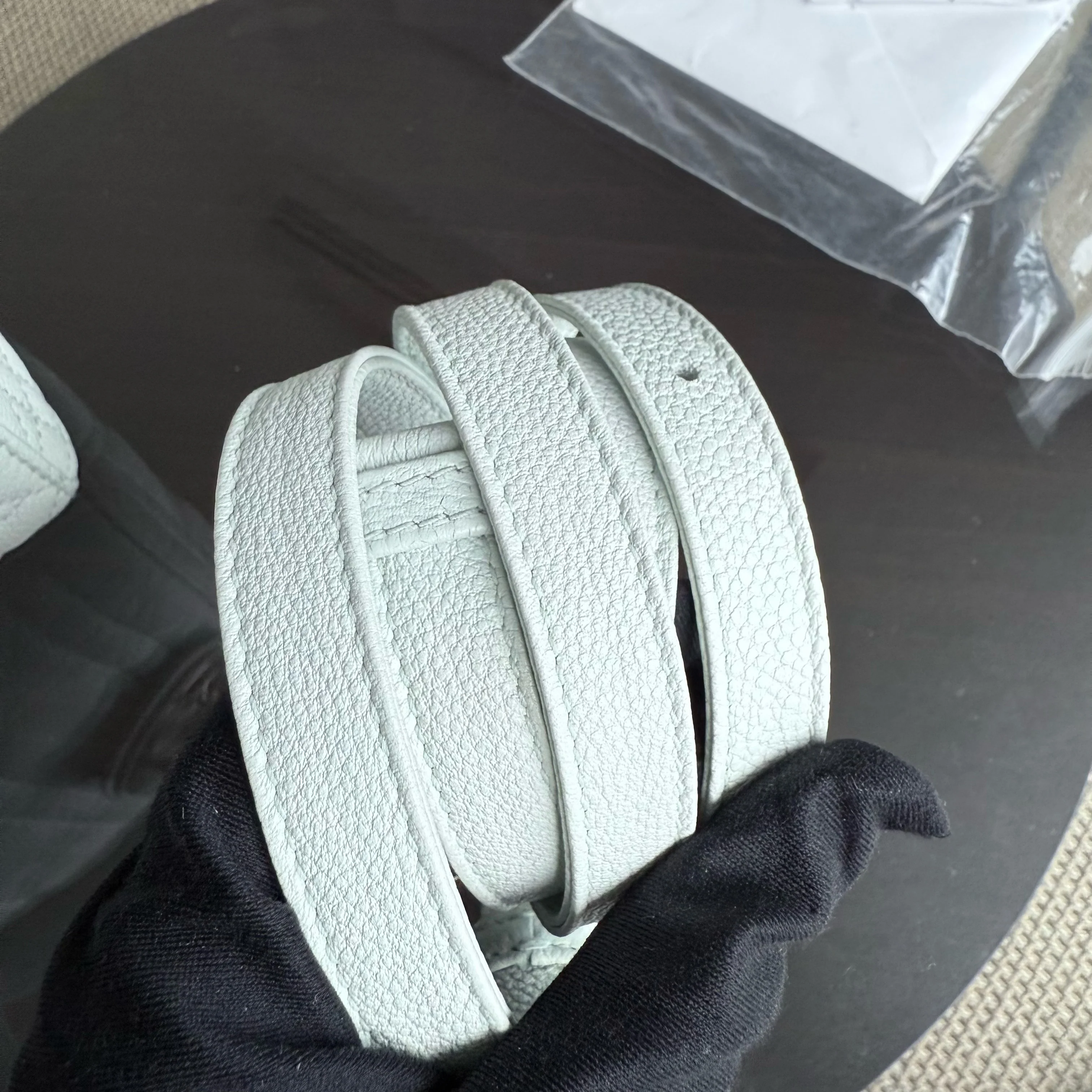 Dior Lady Mini - Grained Calfskin Cannage Glacier White Silver Hardware