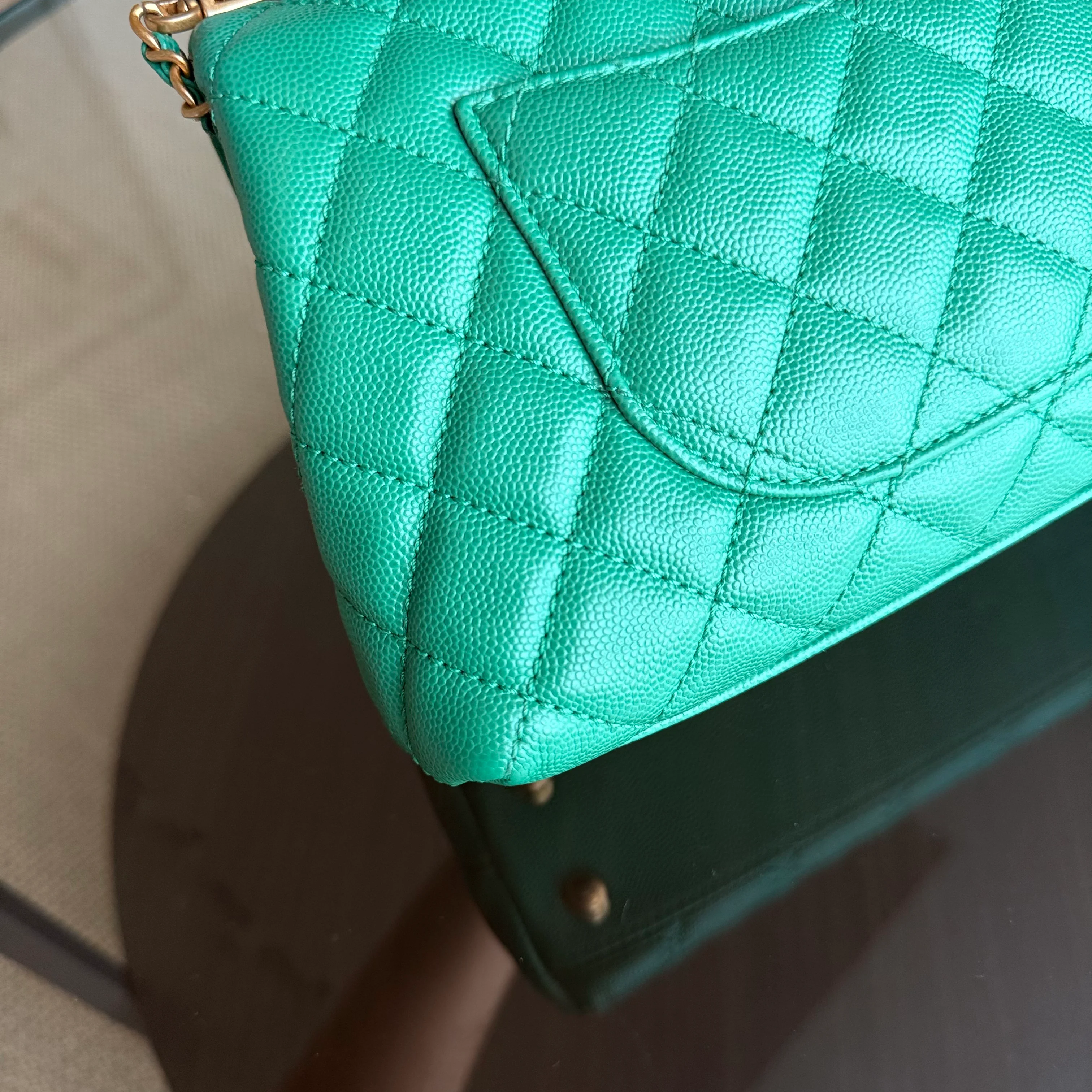 Chanel Coco Handle Small - Caviar Quilted Green Gold Hardware Series 28
