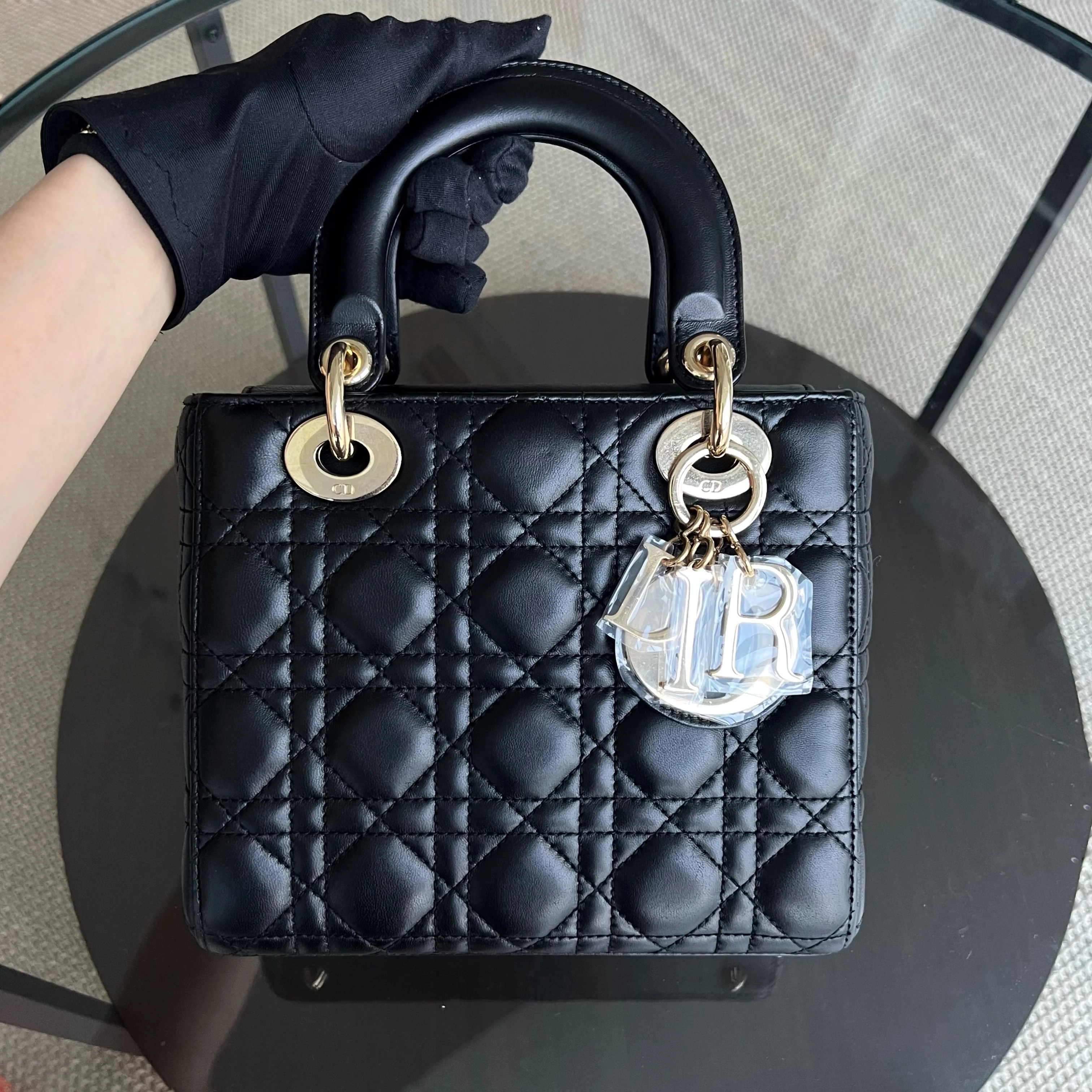 *ABC Strap* Dior Lady Small Cannage Lambskin Black Golden Hardware ABC Strap - Best Luxury Designers