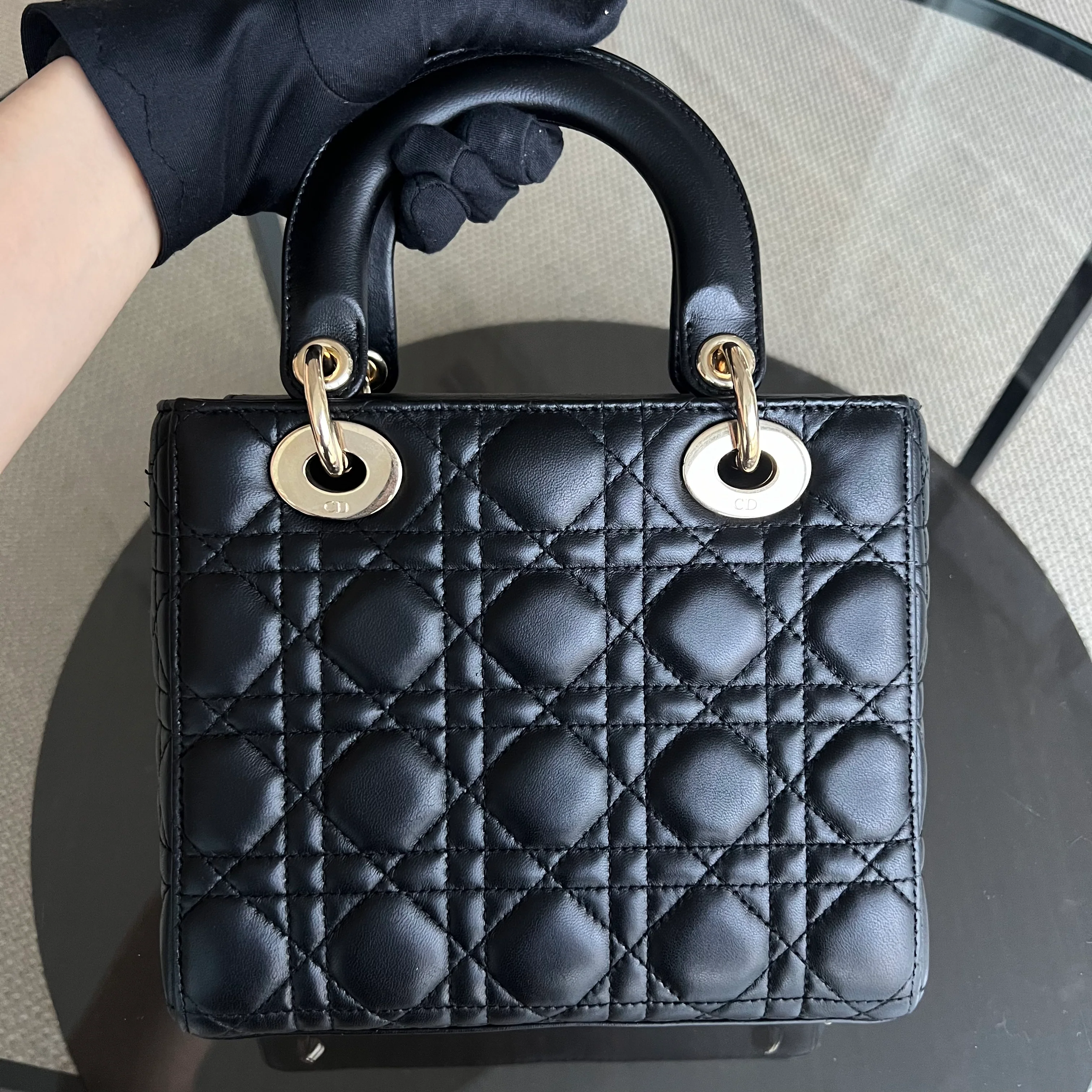 *ABC Strap* Dior Lady Small Cannage Lambskin Black Golden Hardware ABC Strap - Best Luxury Designers