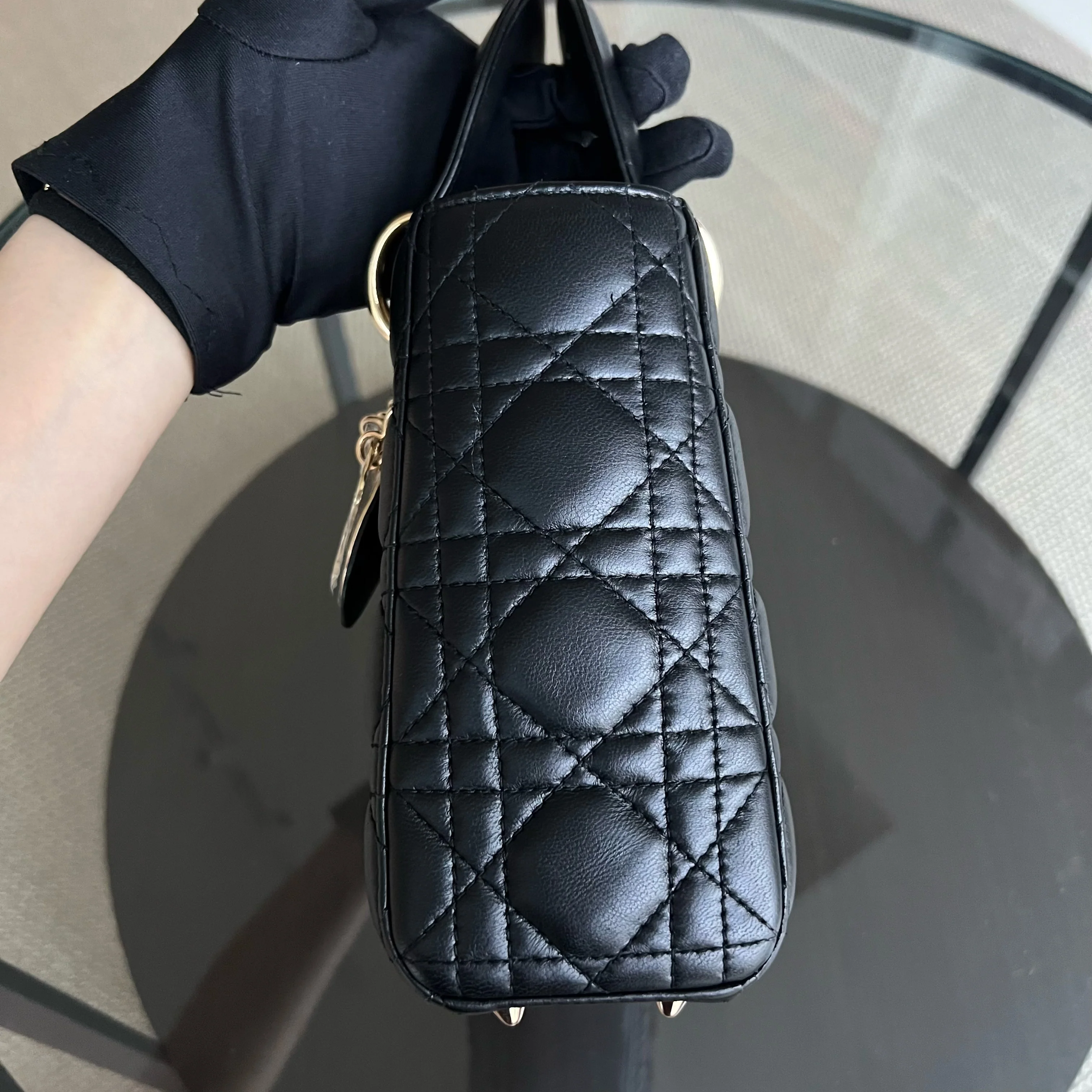 *ABC Strap* Dior Lady Small Cannage Lambskin Black Golden Hardware ABC Strap - Best Luxury Designers