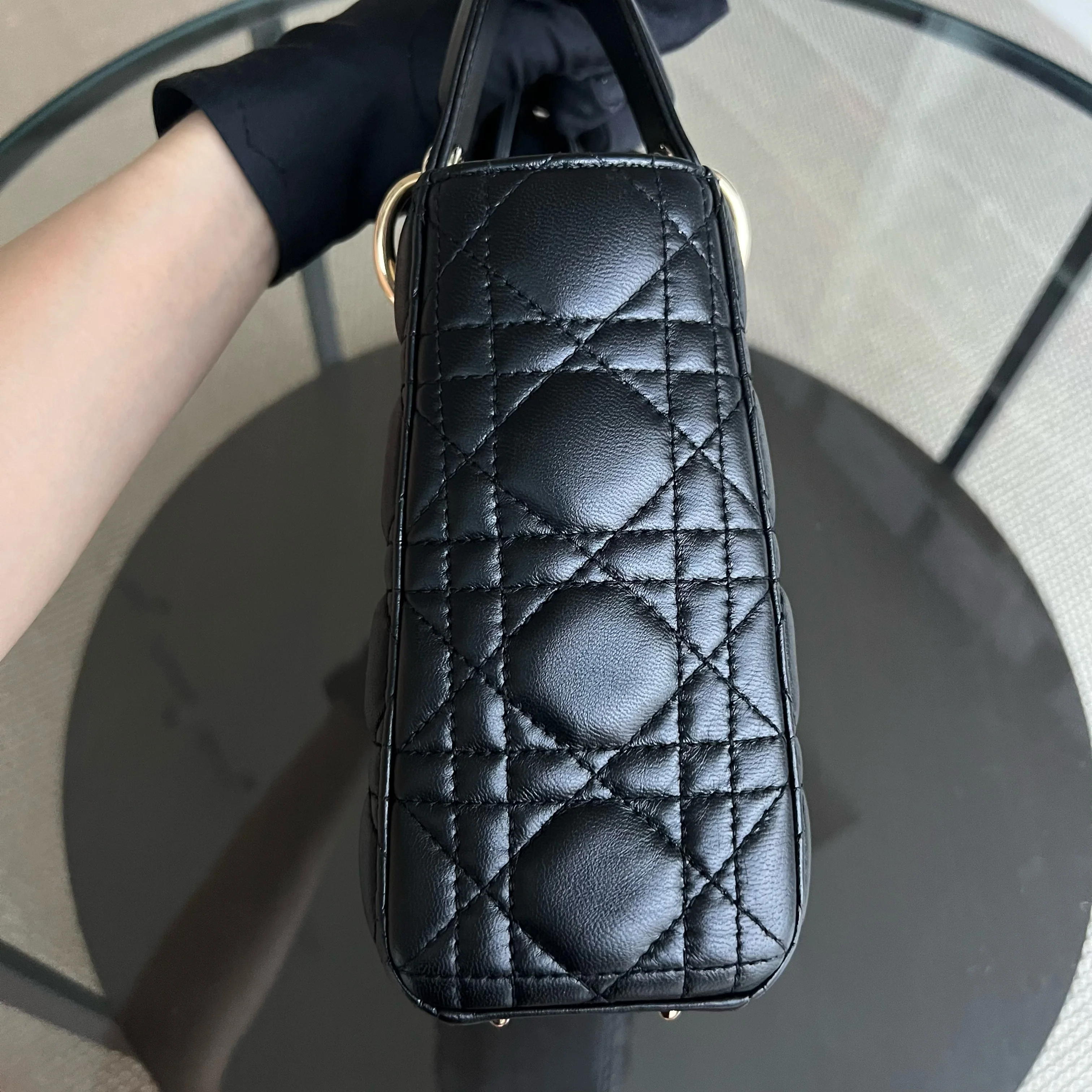 *ABC Strap* Dior Lady Small Cannage Lambskin Black Golden Hardware ABC Strap - Best Luxury Designers