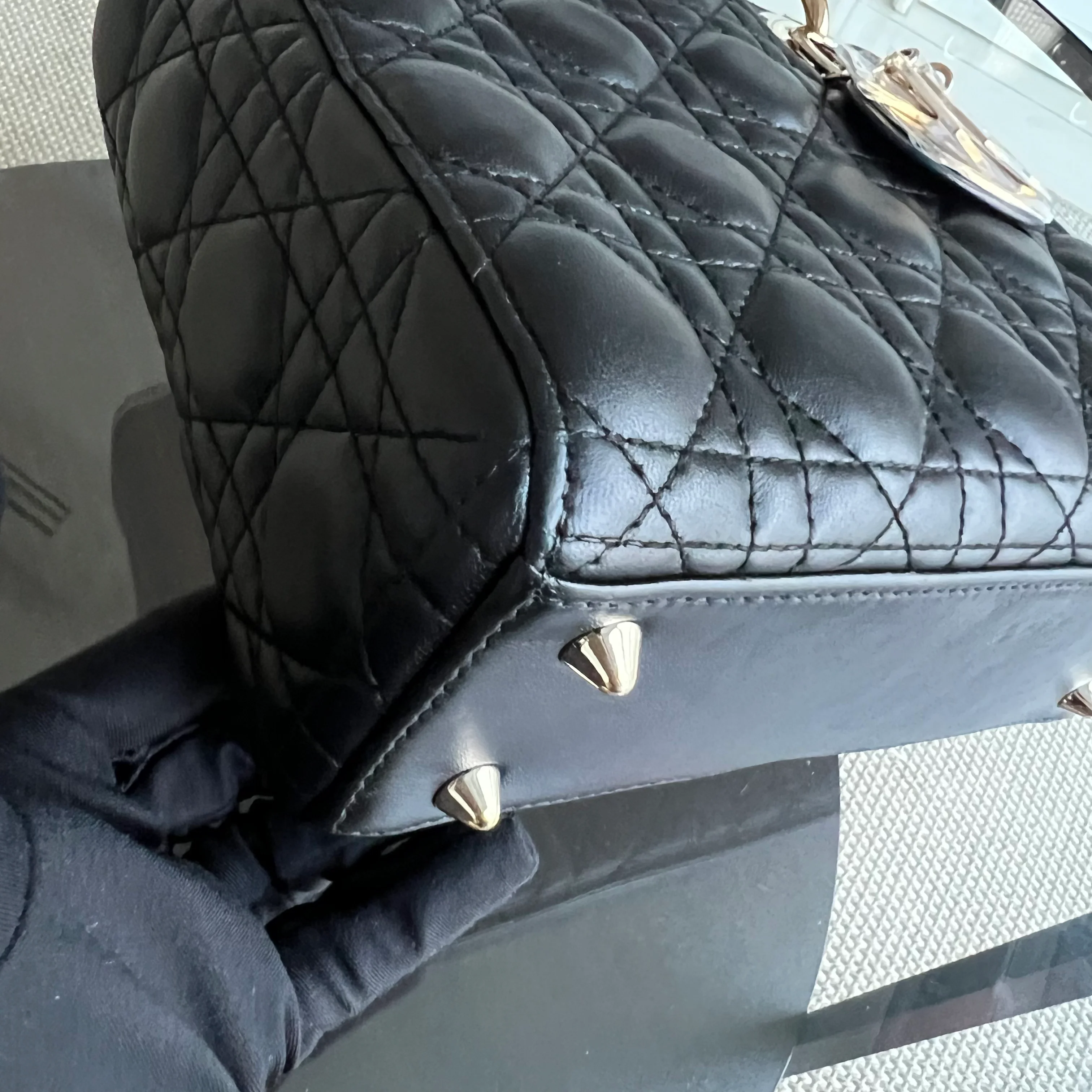 *ABC Strap* Dior Lady Small Cannage Lambskin Black Golden Hardware ABC Strap - Best Luxury Designers