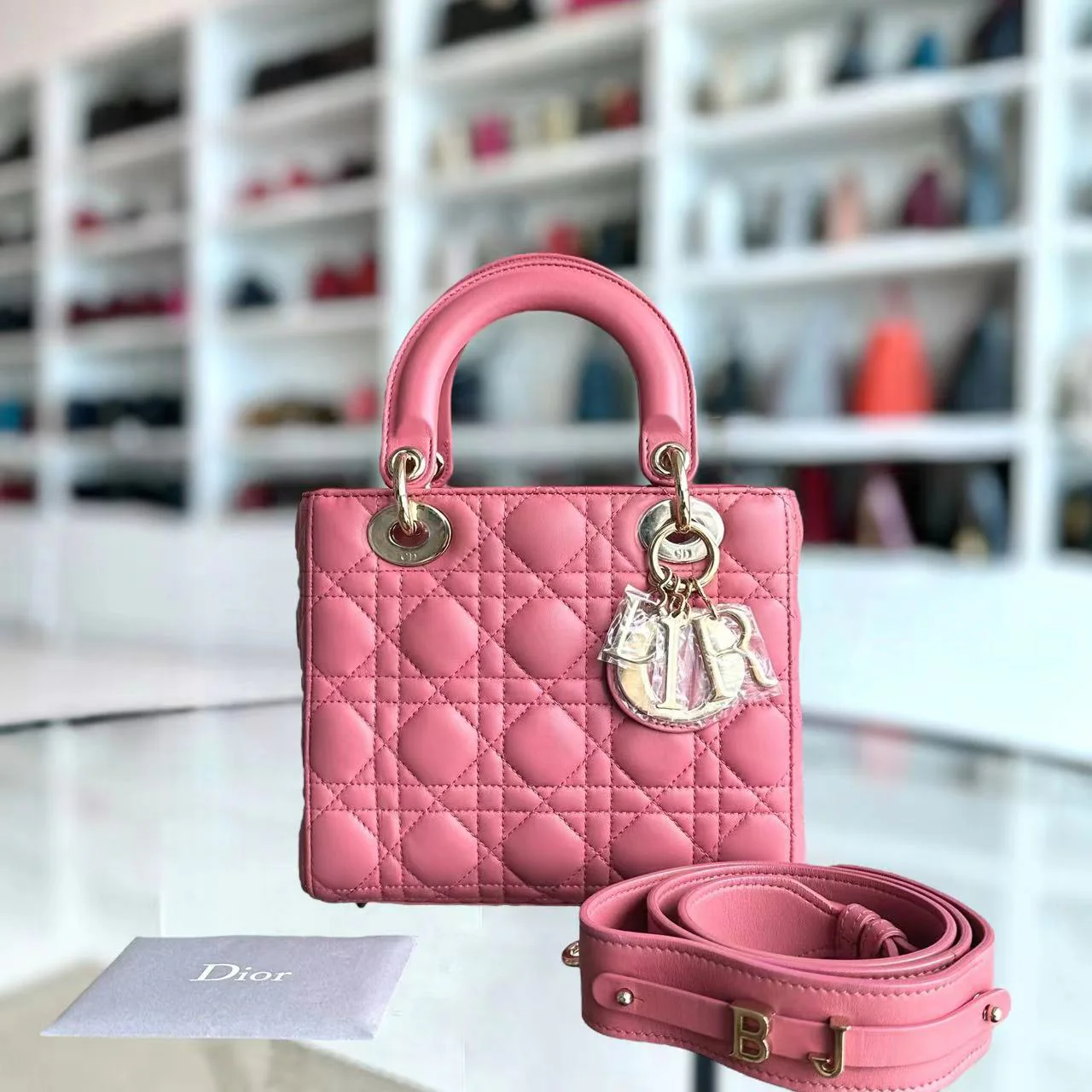 *ABC Strap* Dior Lady Small Cannage Lambskin My ABC MYABC Charm Light Pink GHW - Best Luxury Designers