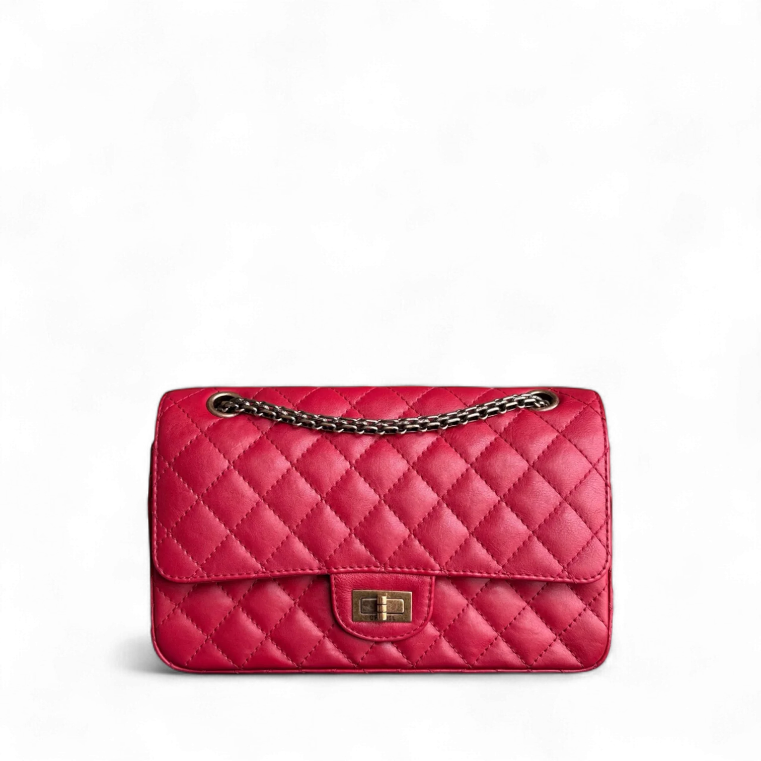 Chanel 2.55 Reissue 225 - Calfskin 24CM Quilted Red Ruthenium Gold Hardware Series 23
