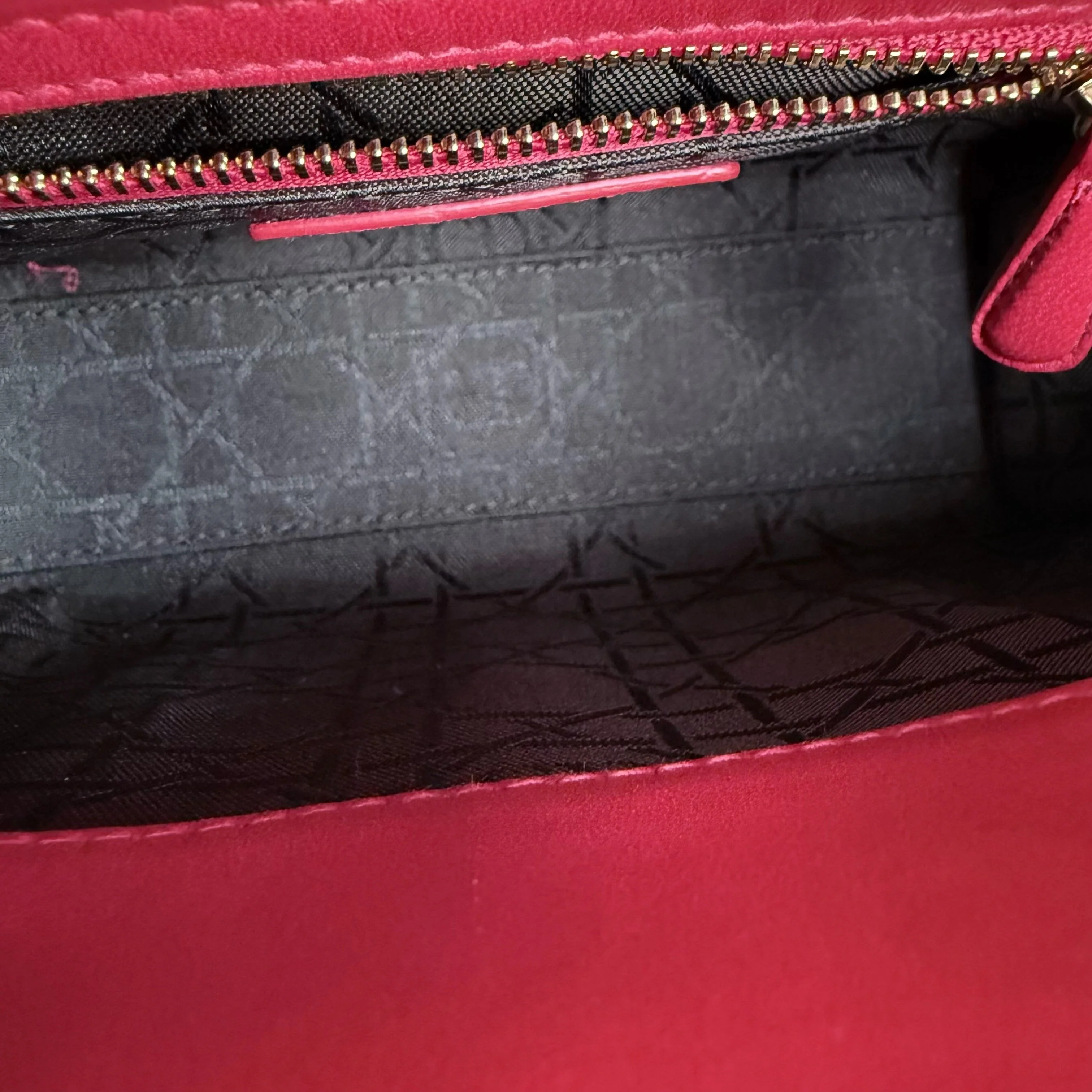 Dior Lady Mini - Cannage Lambskin Red Gold Hardware Adjustable Strap