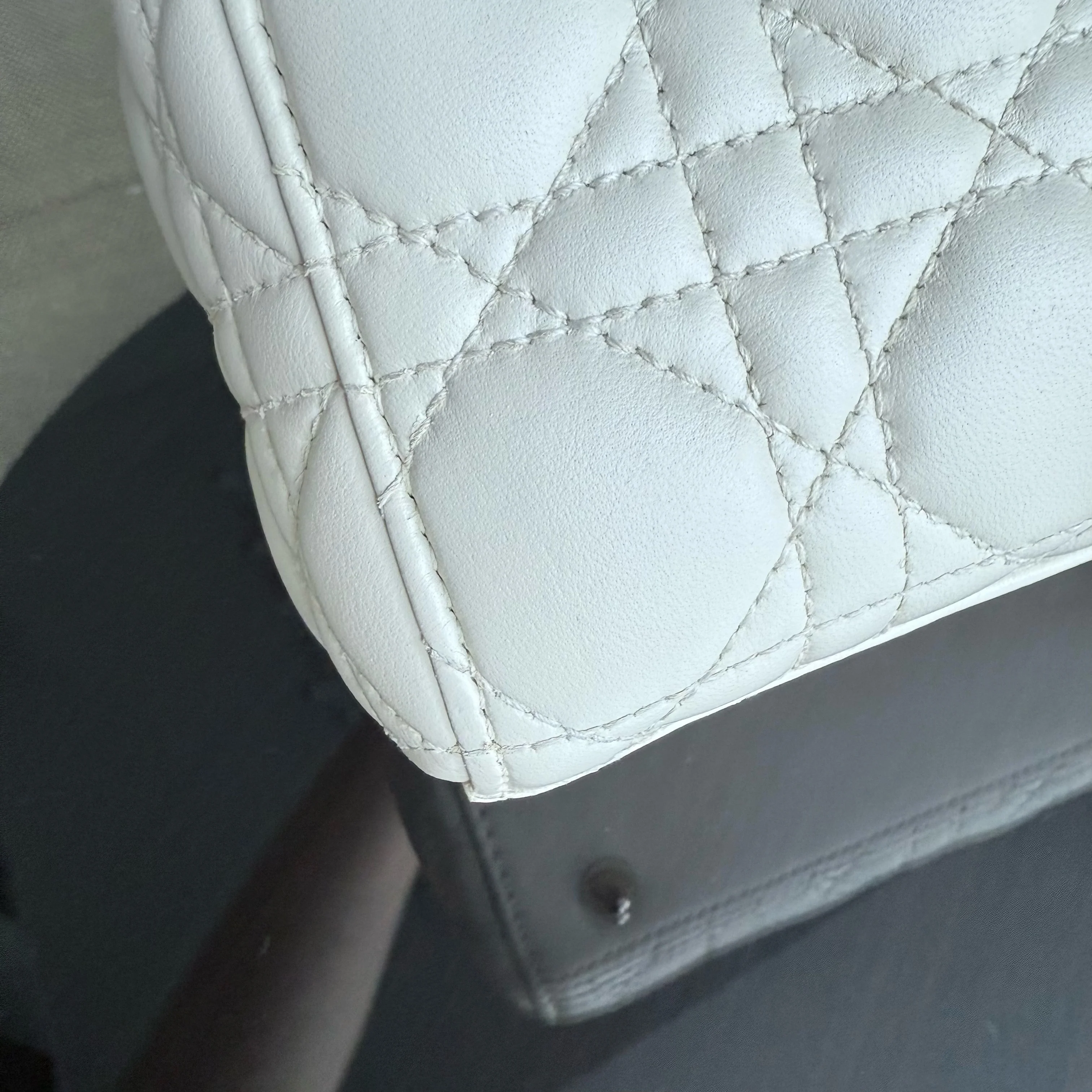 Dior Lady Small - Cannage Lambskin White Gold Hardware