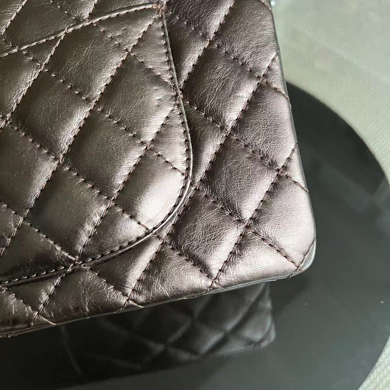 Chanel 2.55 Reissue 226 28CM Quilted Calfskin Metallic Bronze Silver Hardware Series 12