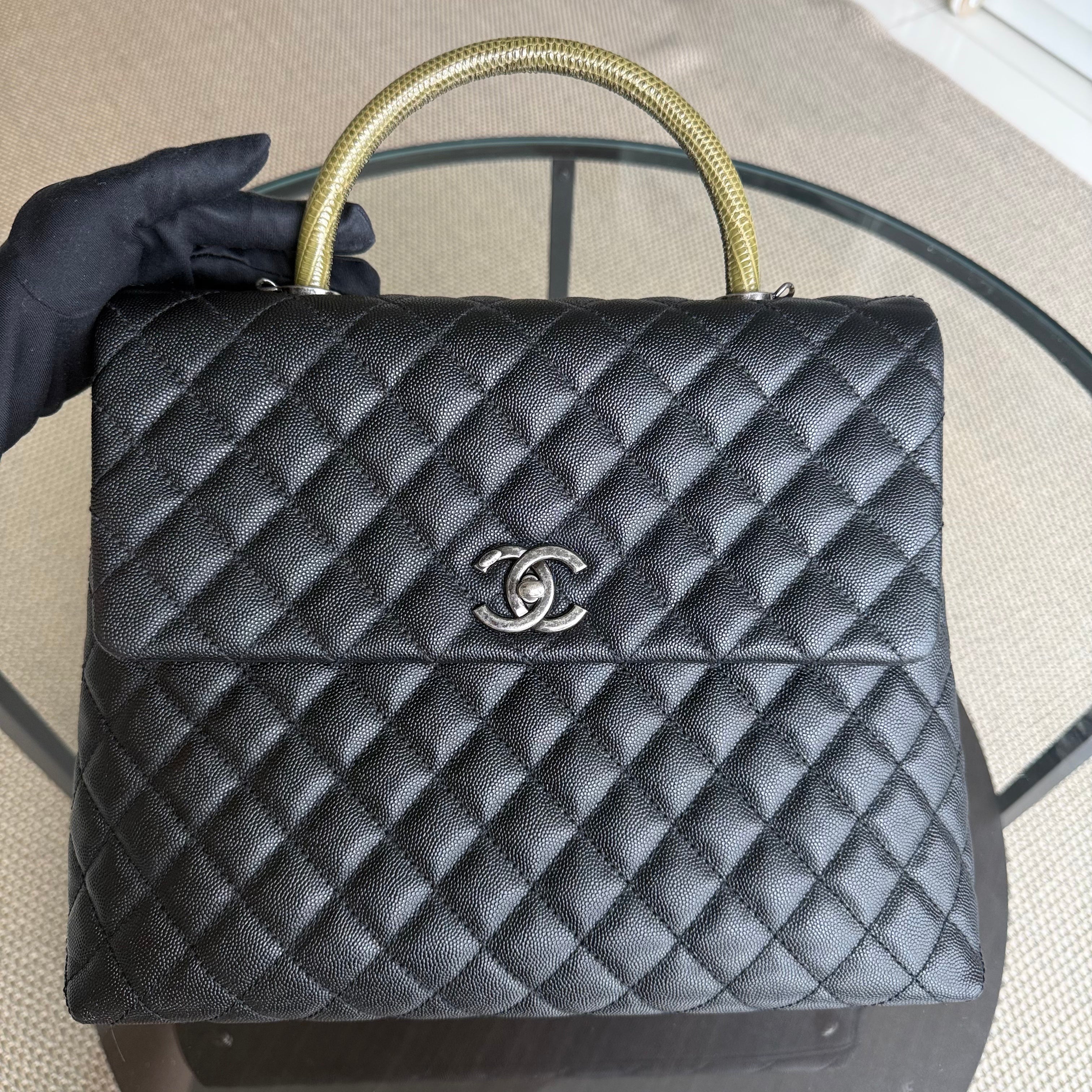 Chanel Coco Handle Large - Caviar 34CM Quilted Black Ruthenium Silver Hardware Series 23
