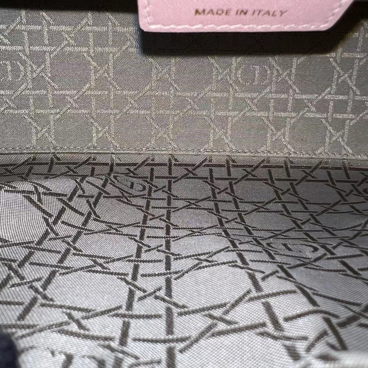 *Adjustable strap* Dior Lady Medium Cannage Lambskin Iridescent Sakura Pink GHW - Best Luxury Designers