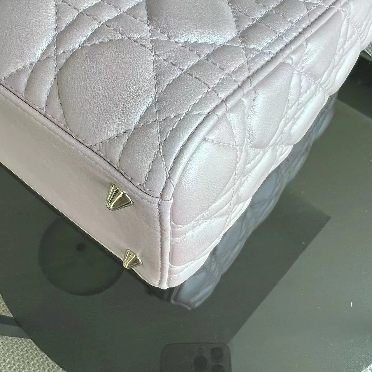 *Adjustable strap* Dior Lady Medium Cannage Lambskin Iridescent Sakura Pink GHW - Best Luxury Designers