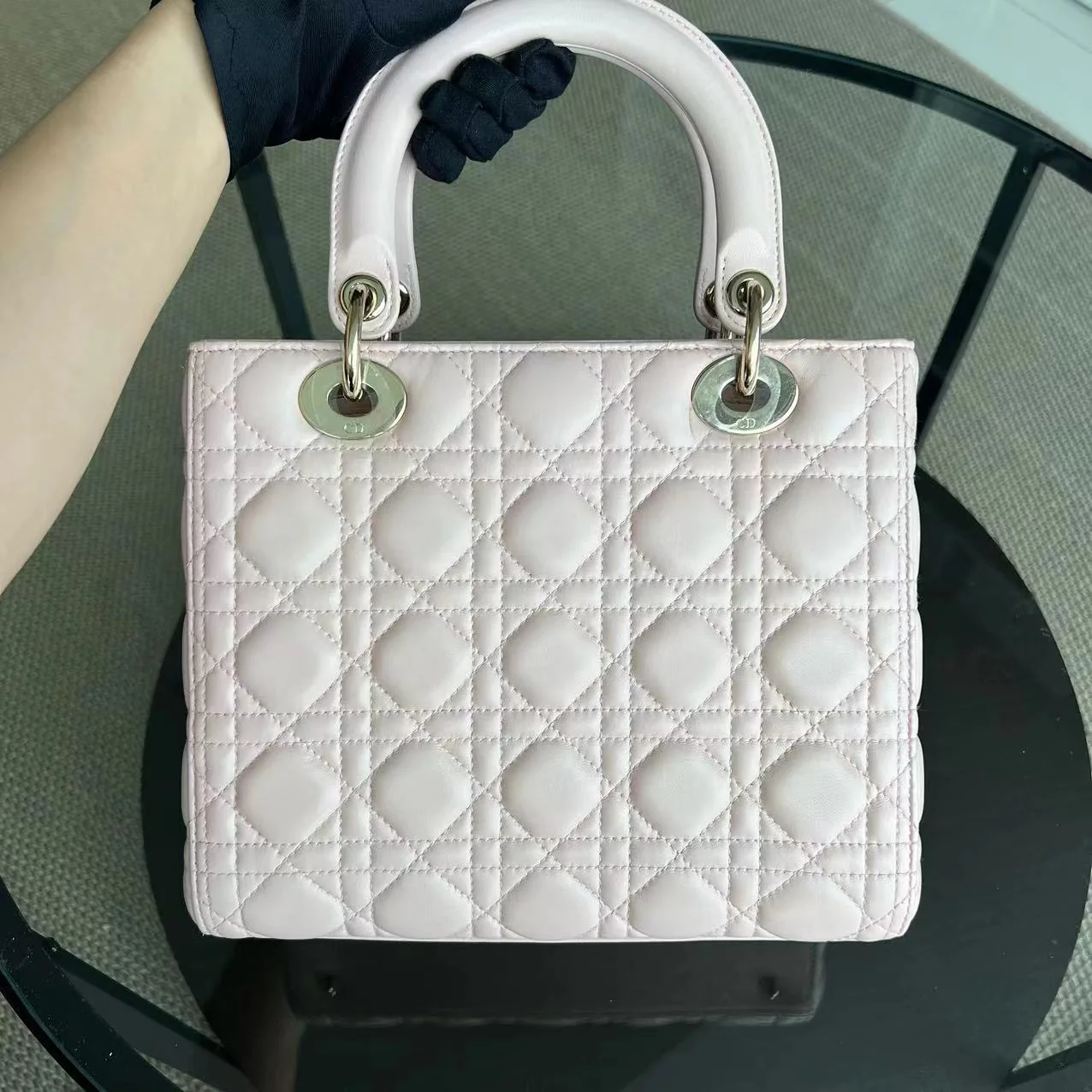 *Adjustable Strap* Dior Lady Medium Cannage Lambskin Sakura Pink Golden Hardware - Best Luxury Designers