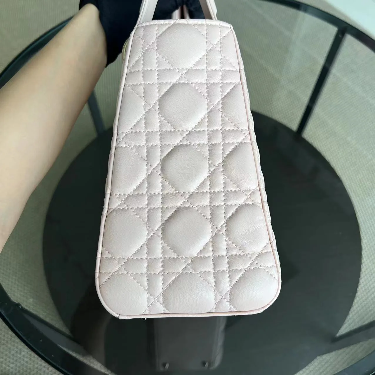 *Adjustable Strap* Dior Lady Medium Cannage Lambskin Sakura Pink Golden Hardware - Best Luxury Designers